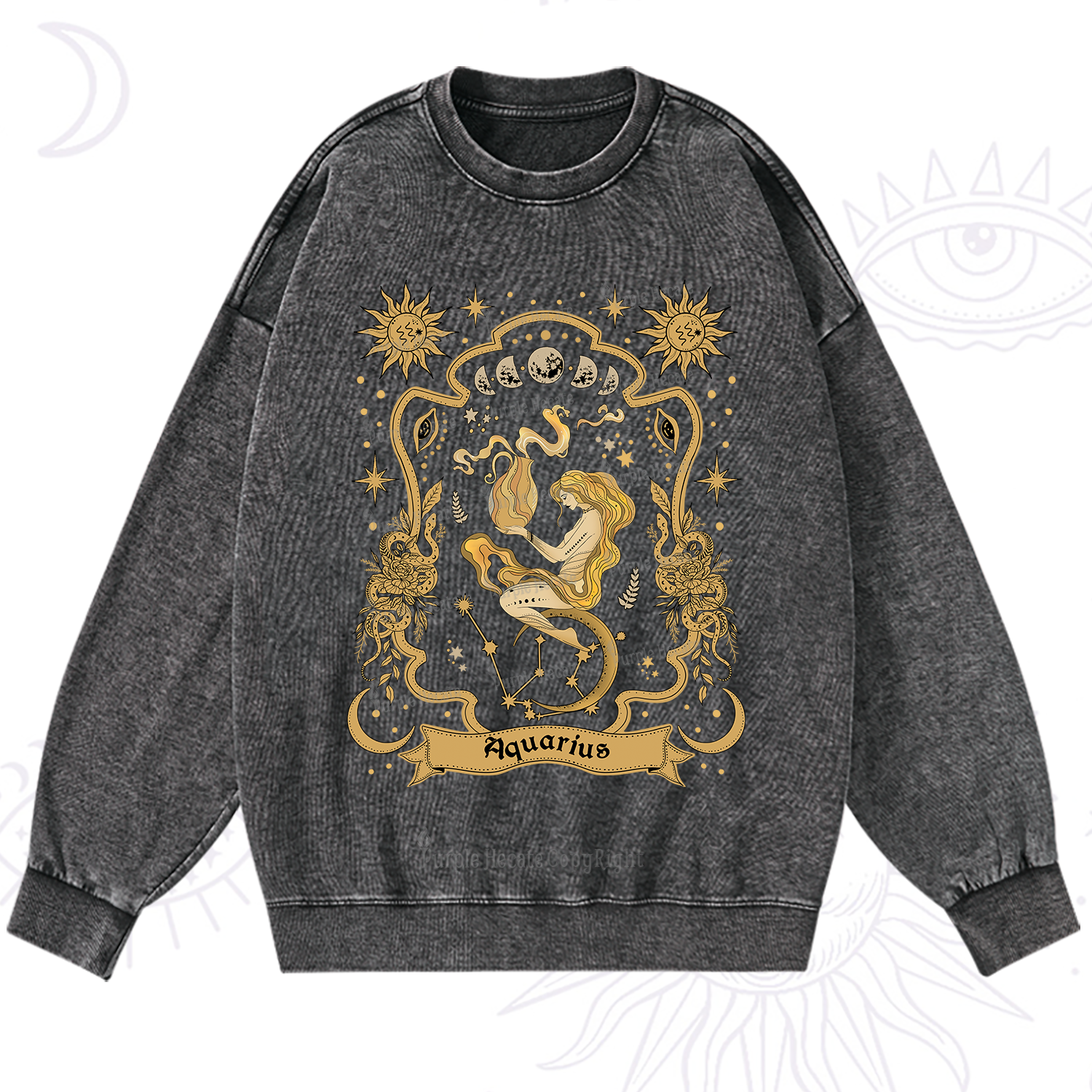 Purplehecate Aquarius' Astral Mirage Zodiac Washed Sweatshirt