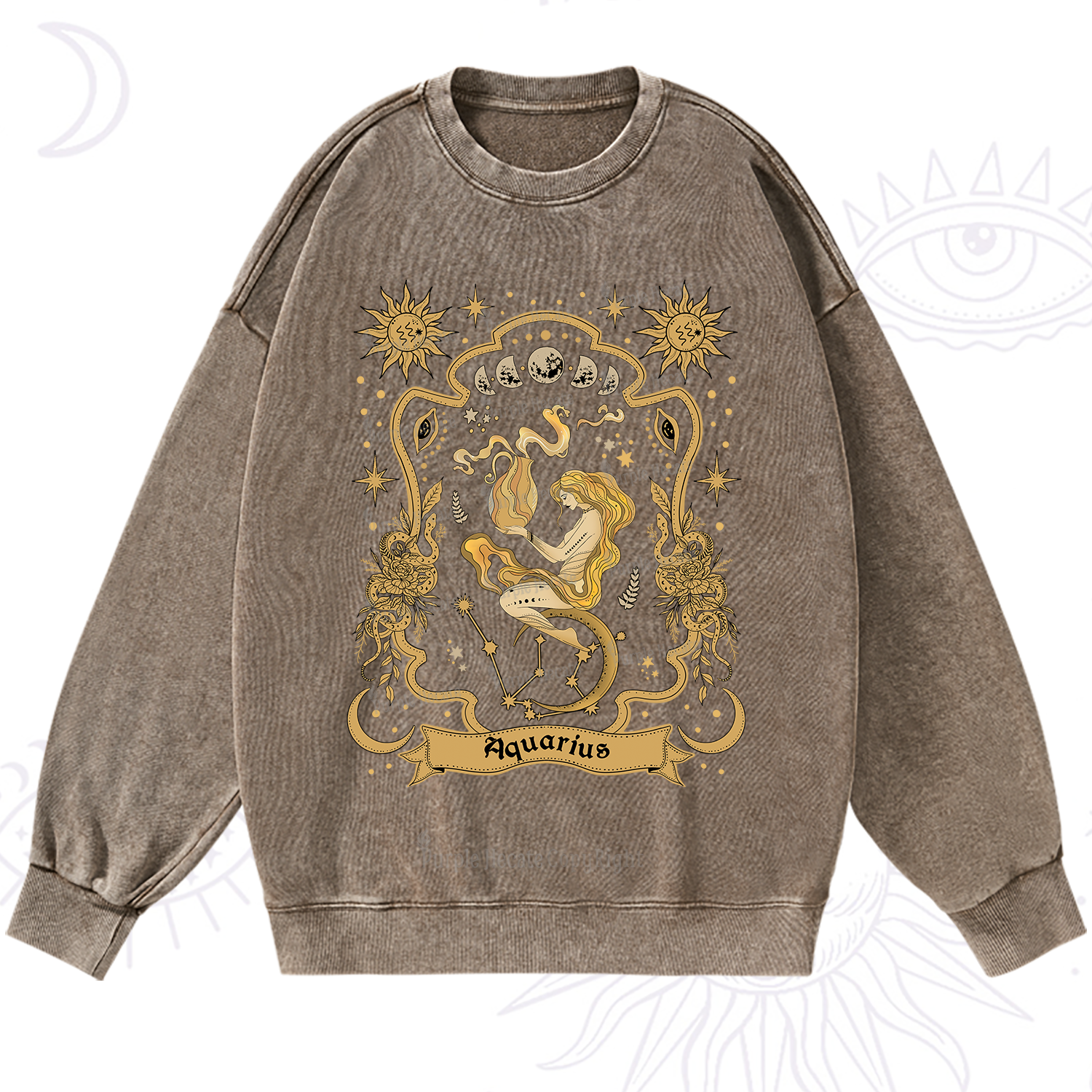 Purplehecate Aquarius' Astral Mirage Zodiac Washed Sweatshirt