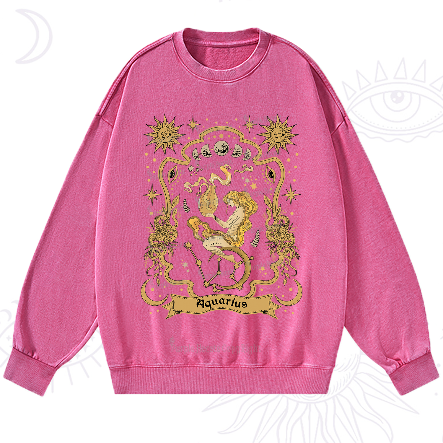 Purplehecate Aquarius' Astral Mirage Zodiac Washed Sweatshirt