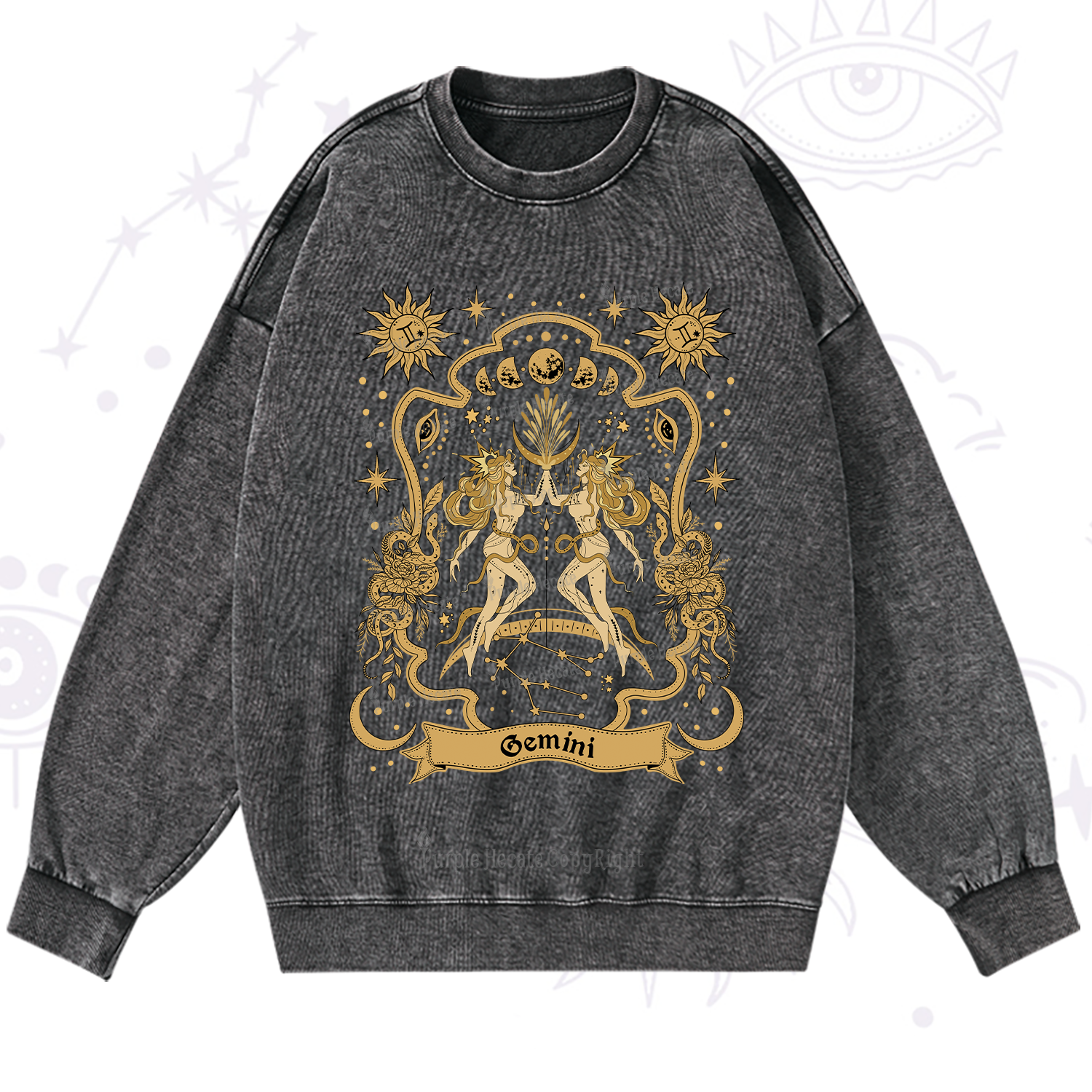 Purplehecate Gemini' Astral Mirage Zodiac Washed Sweatshirt