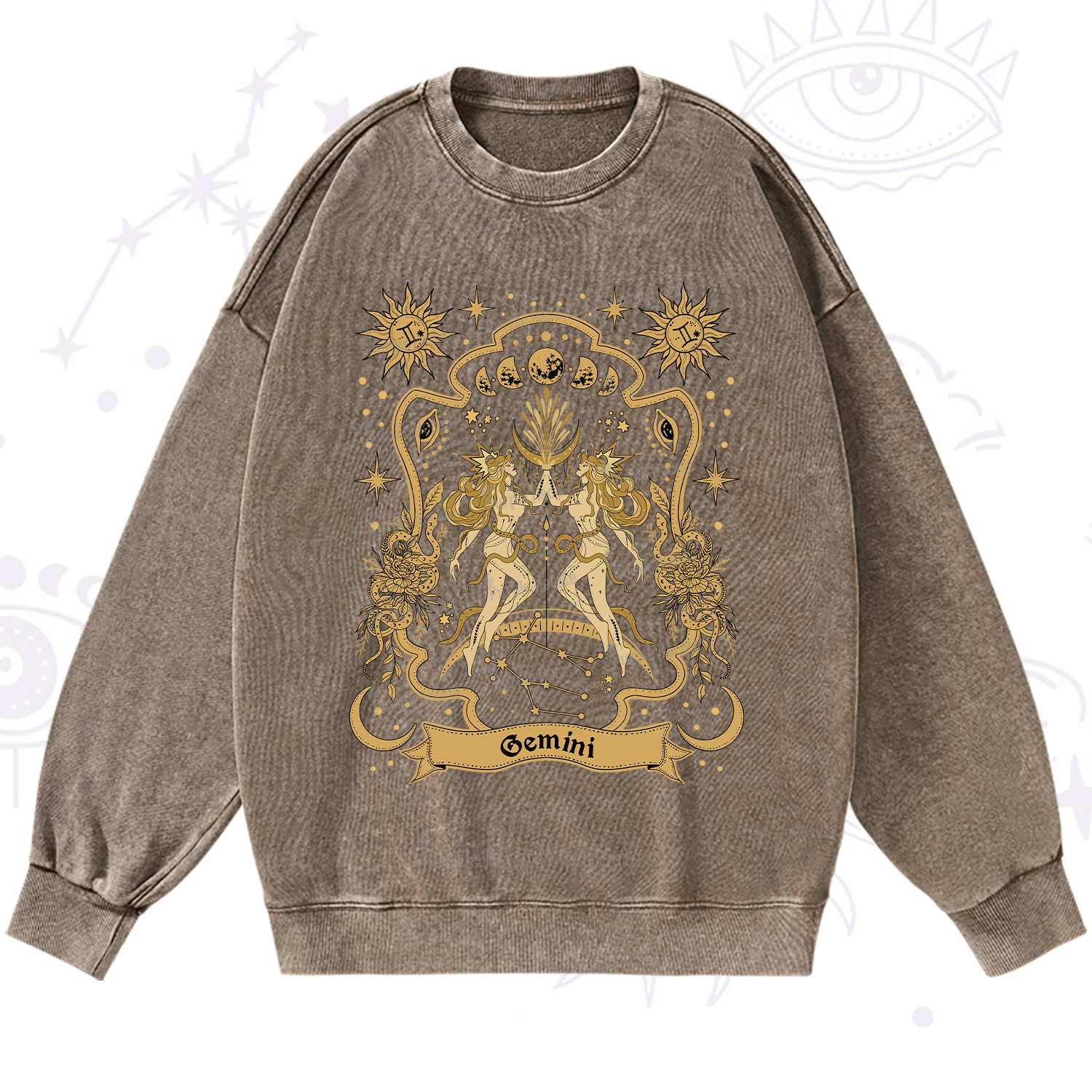 Purplehecate Gemini' Astral Mirage Zodiac Washed Sweatshirt