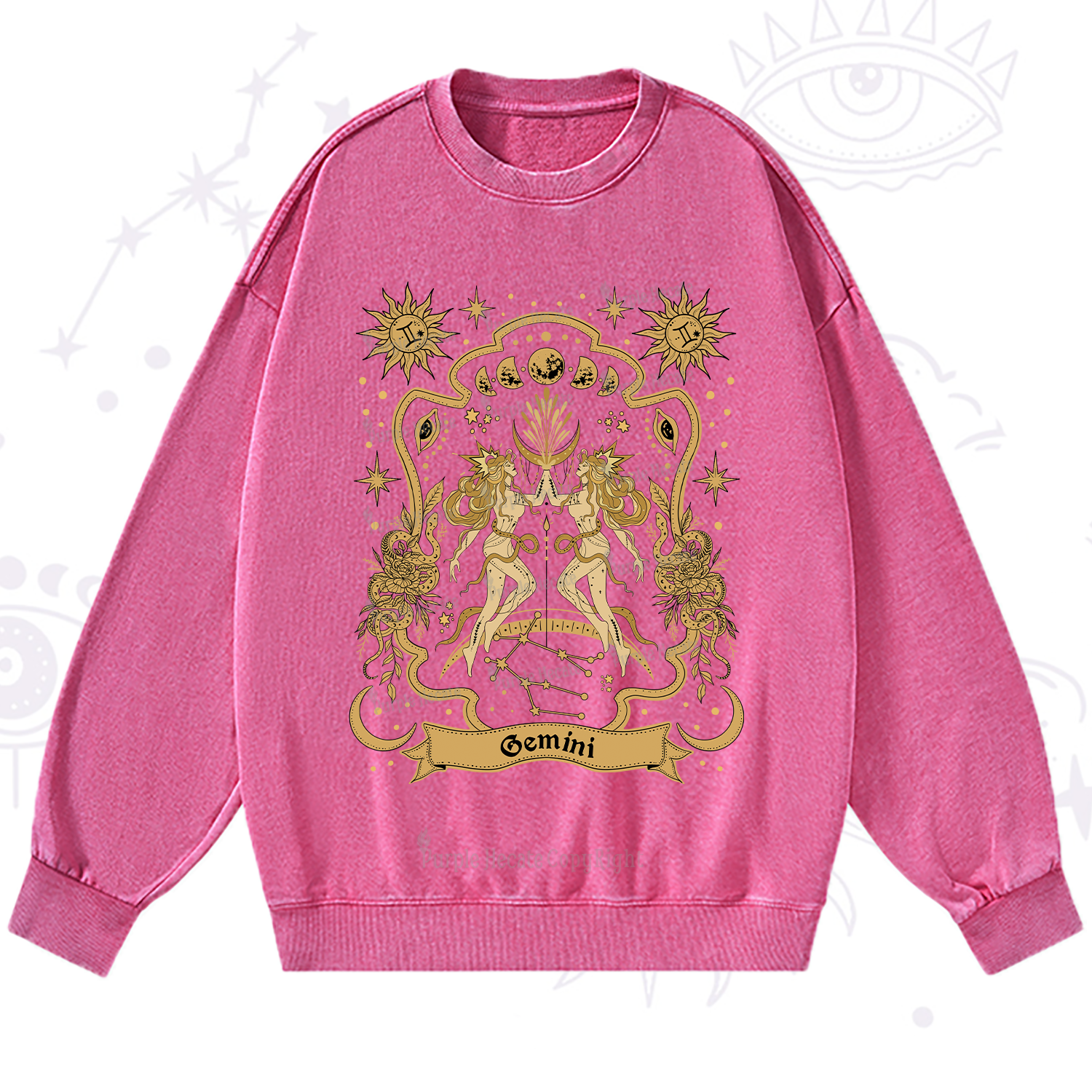 Purplehecate Gemini' Astral Mirage Zodiac Washed Sweatshirt