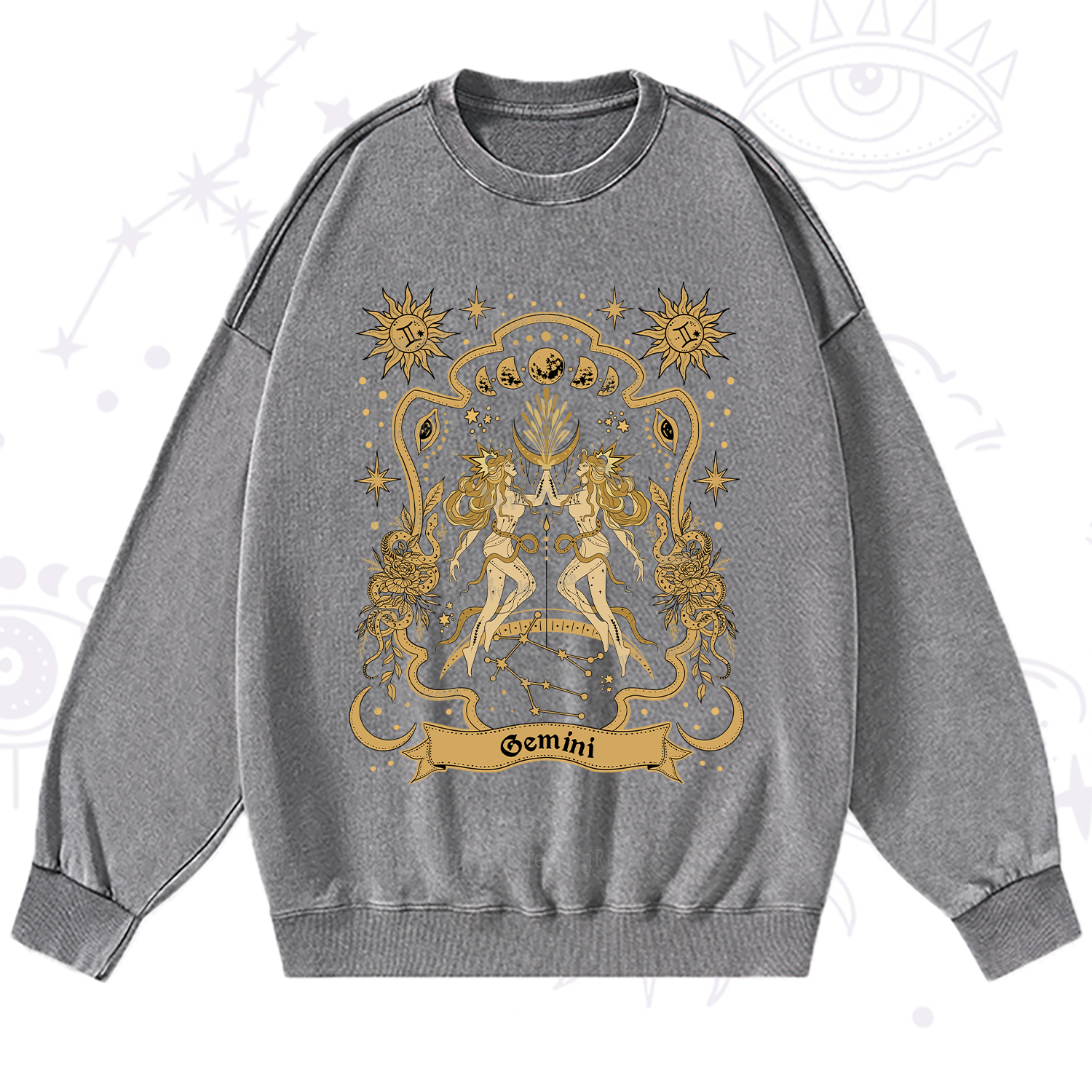 Purplehecate Gemini' Astral Mirage Zodiac Washed Sweatshirt