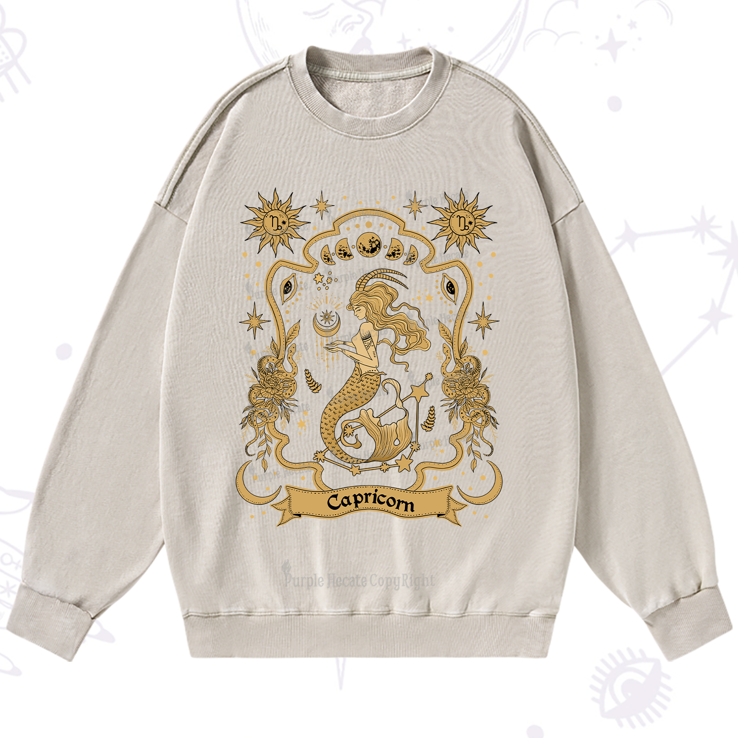 Purplehecate Capricorn' Astral Mirage Zodiac Washed Sweatshirt