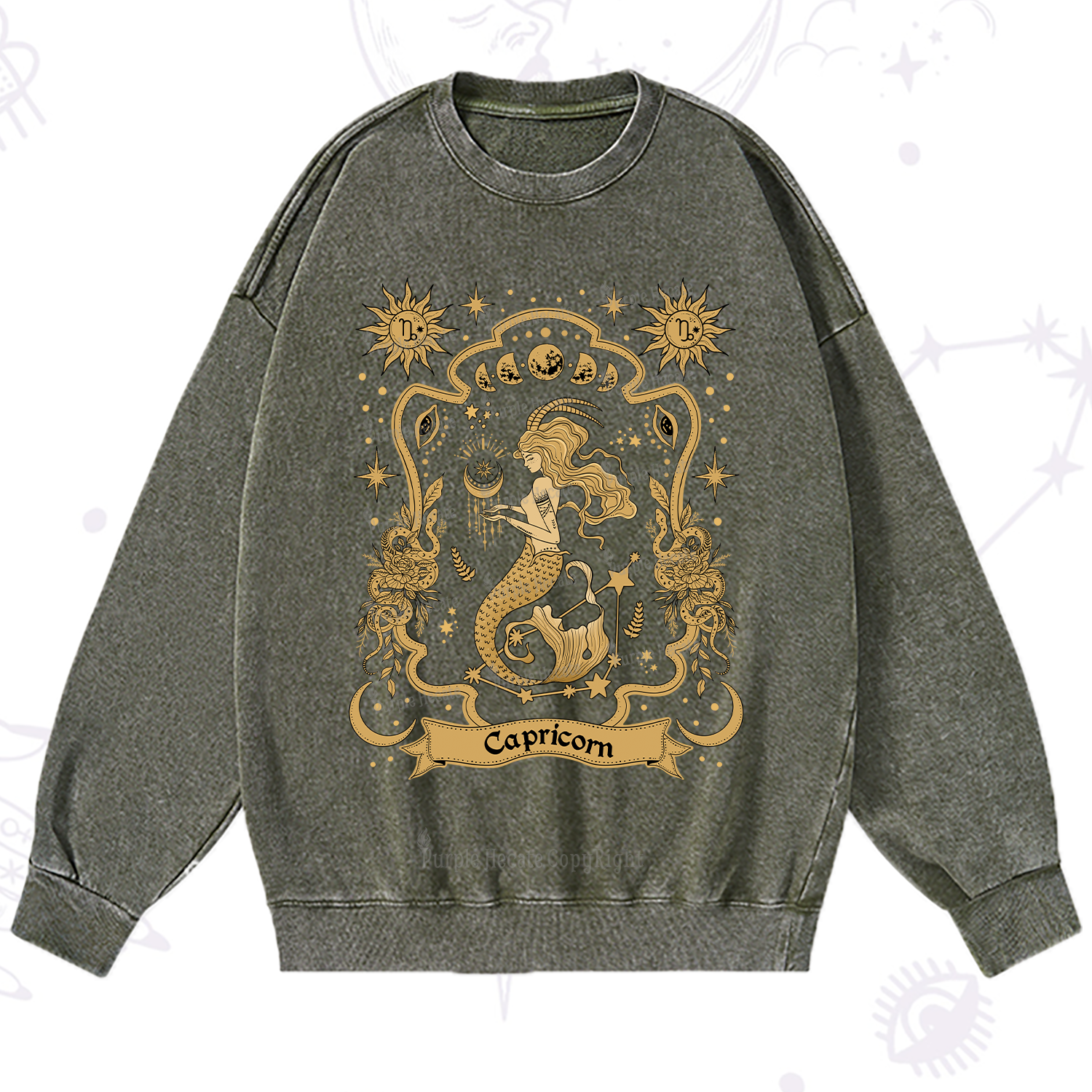 Purplehecate Capricorn' Astral Mirage Zodiac Washed Sweatshirt