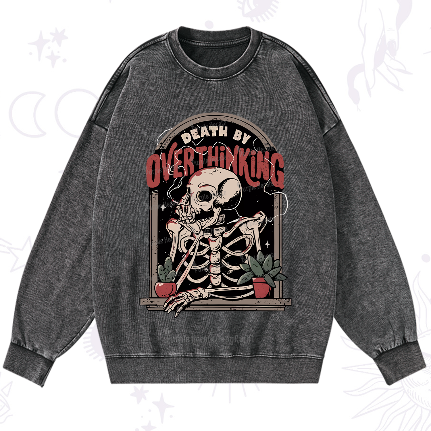 Purplehecate Death By Overthinking Washed Sweatshirt