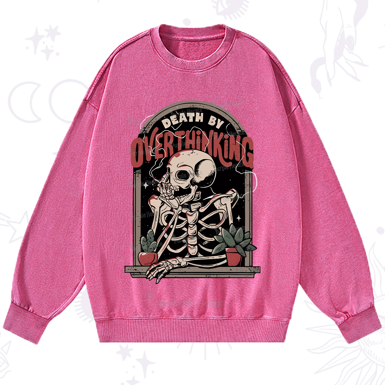 Purplehecate Death By Overthinking Washed Sweatshirt