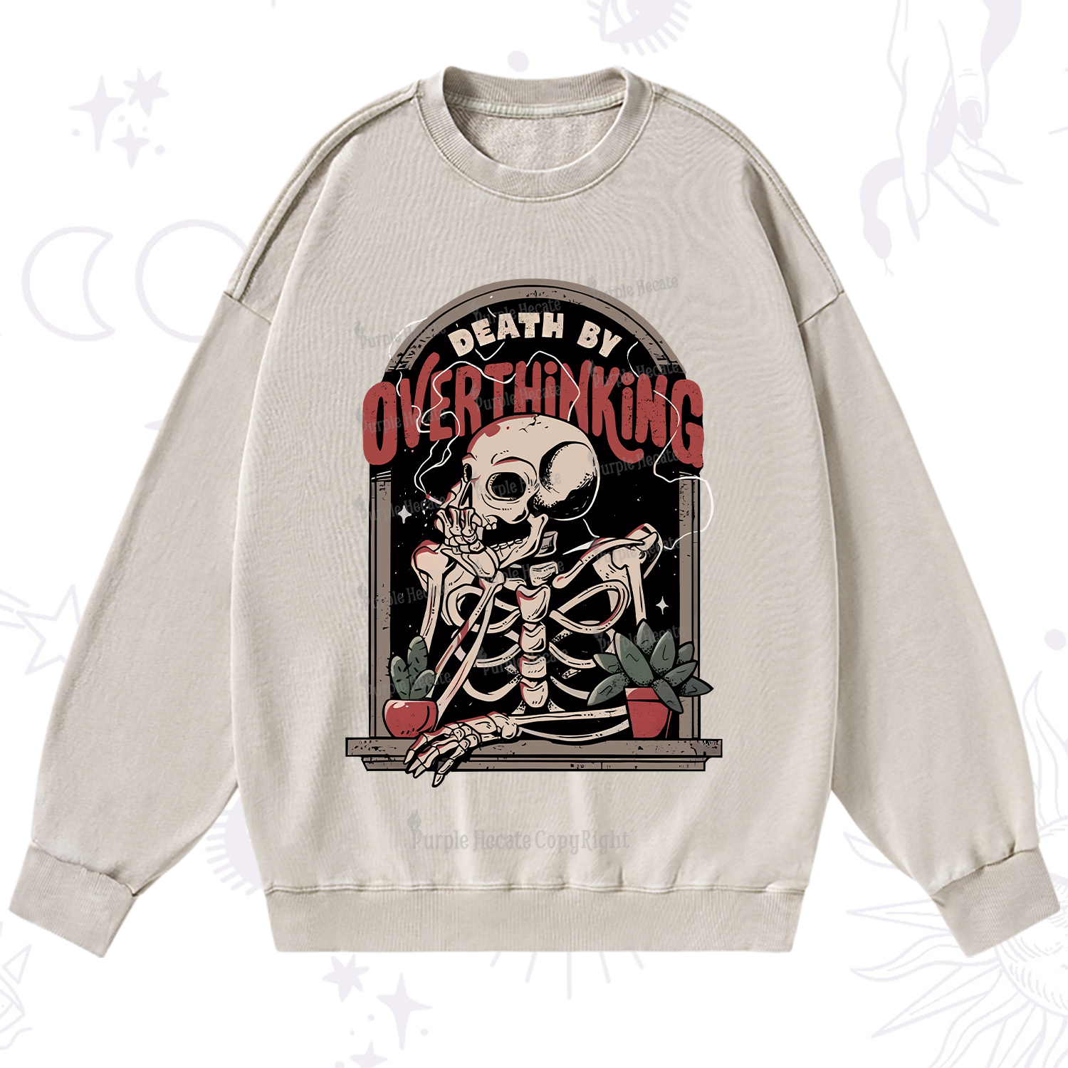 Purplehecate Death By Overthinking Washed Sweatshirt