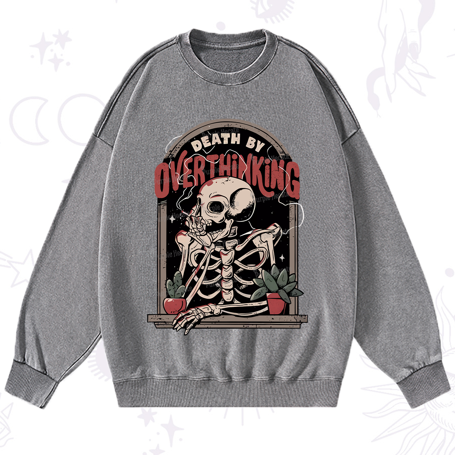 Purplehecate Death By Overthinking Washed Sweatshirt