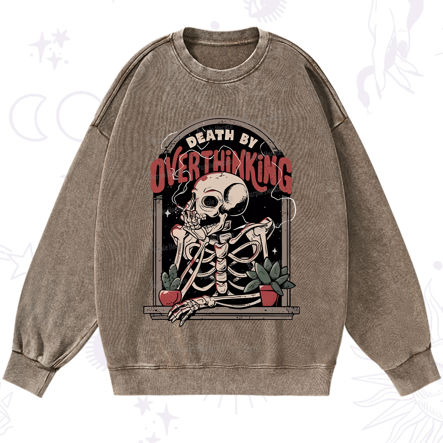 Purplehecate Death By Overthinking Washed Sweatshirt