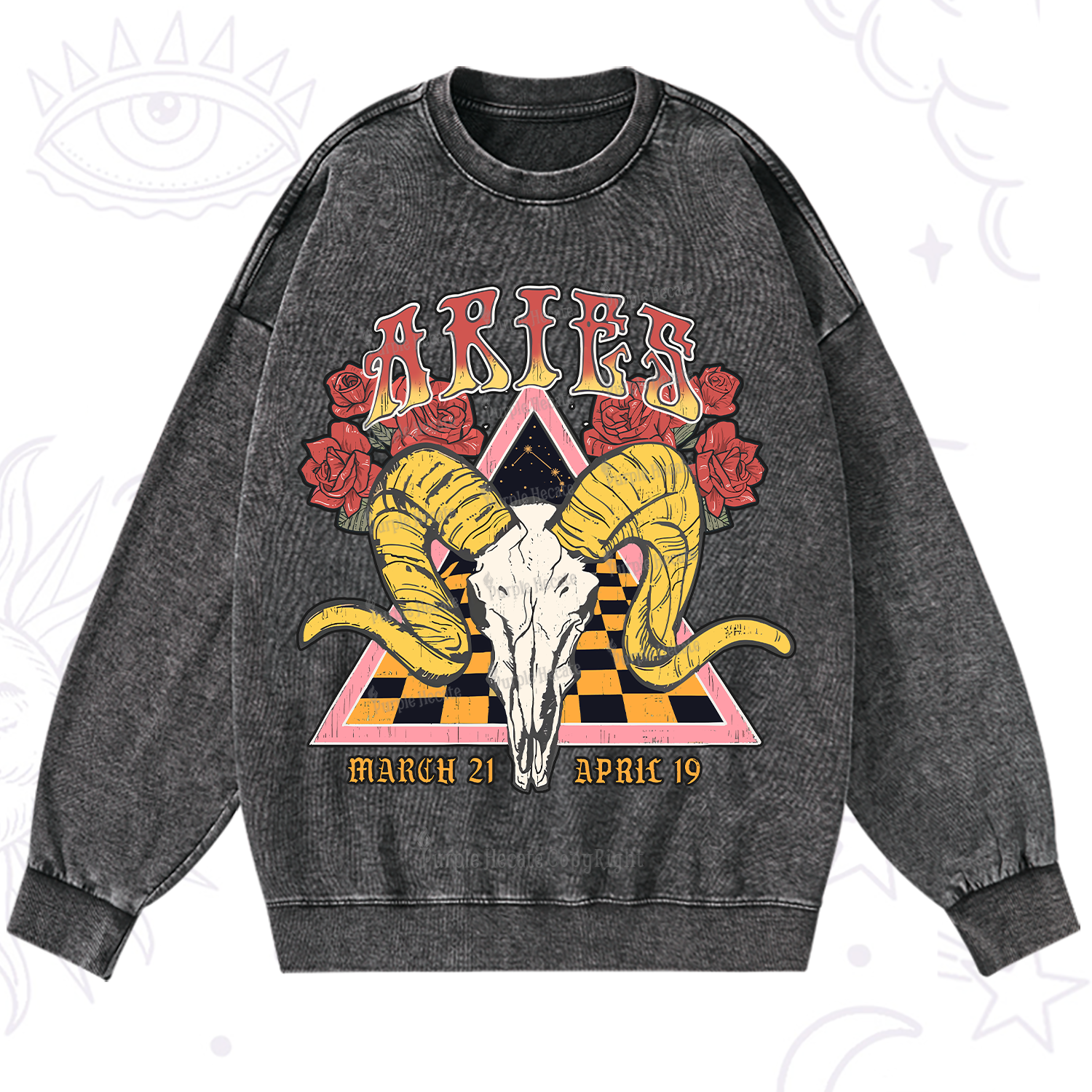 Purplehecate Aries Crew Zodiac Washed Sweatshirt