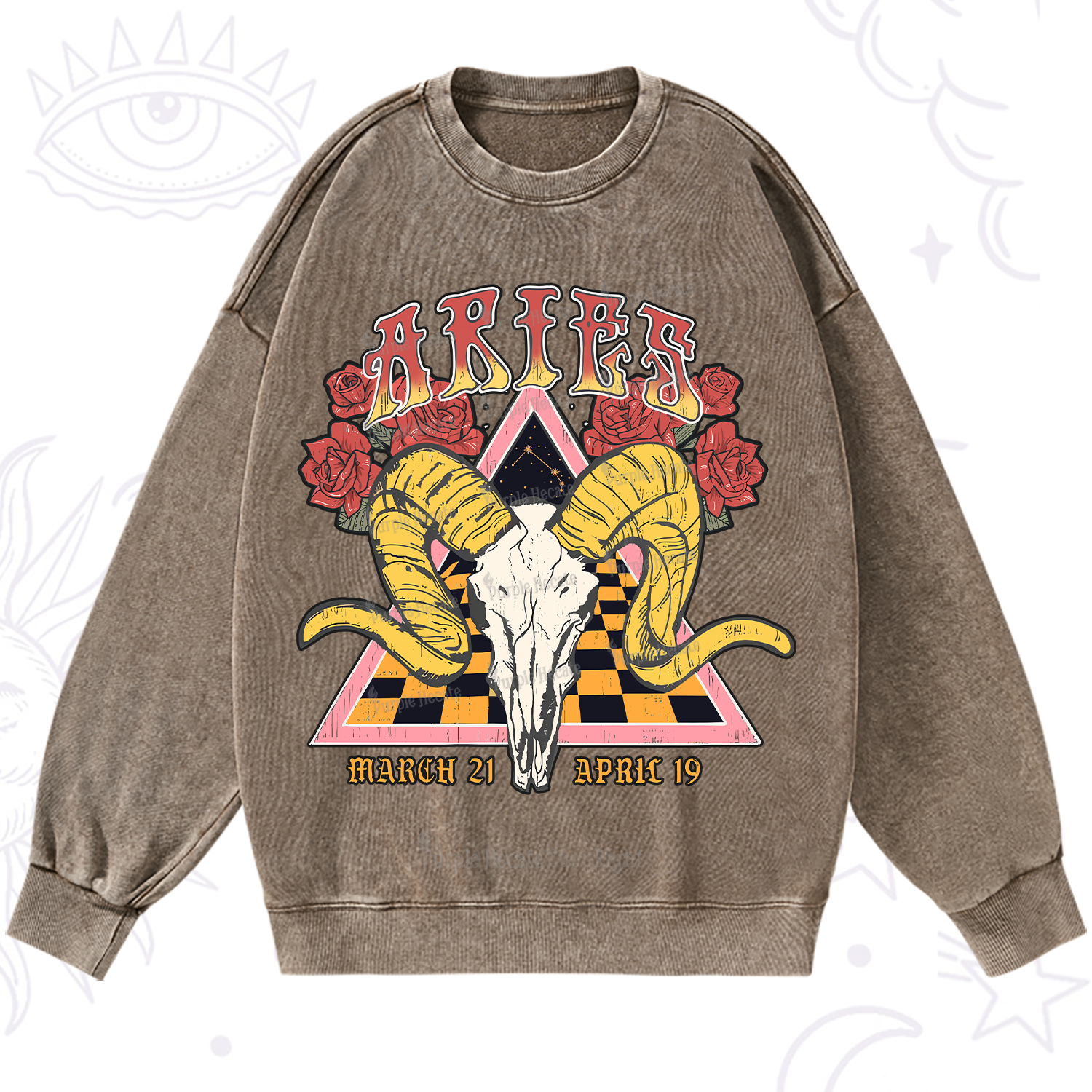 Purplehecate Aries Crew Zodiac Washed Sweatshirt