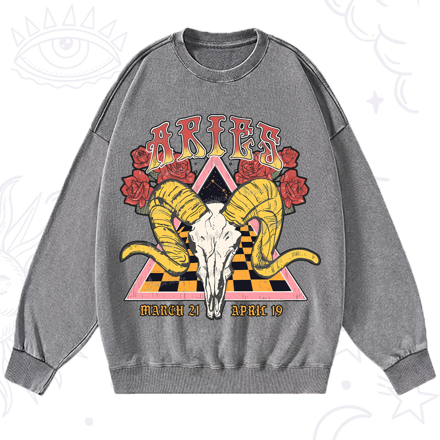 Purplehecate Aries Crew Zodiac Washed Sweatshirt