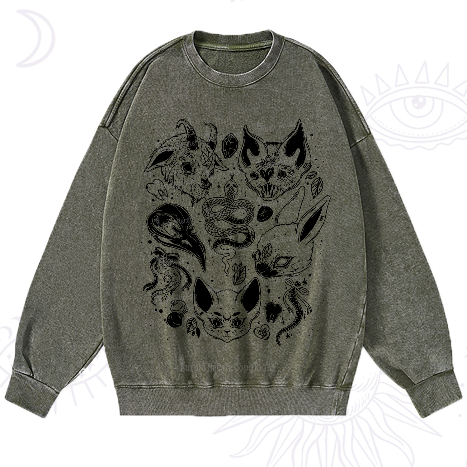 Purplehecate Familiar Spirits Washed Sweatshirt