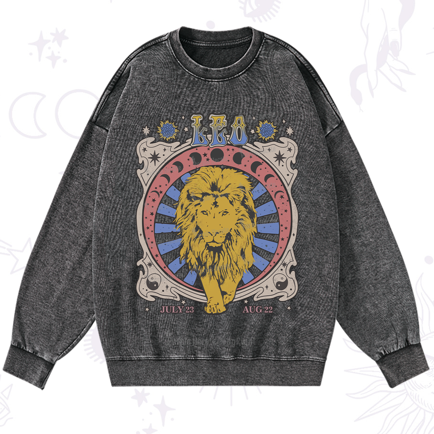 Purplehecate Leo Crew Zodiac Washed Sweatshirt