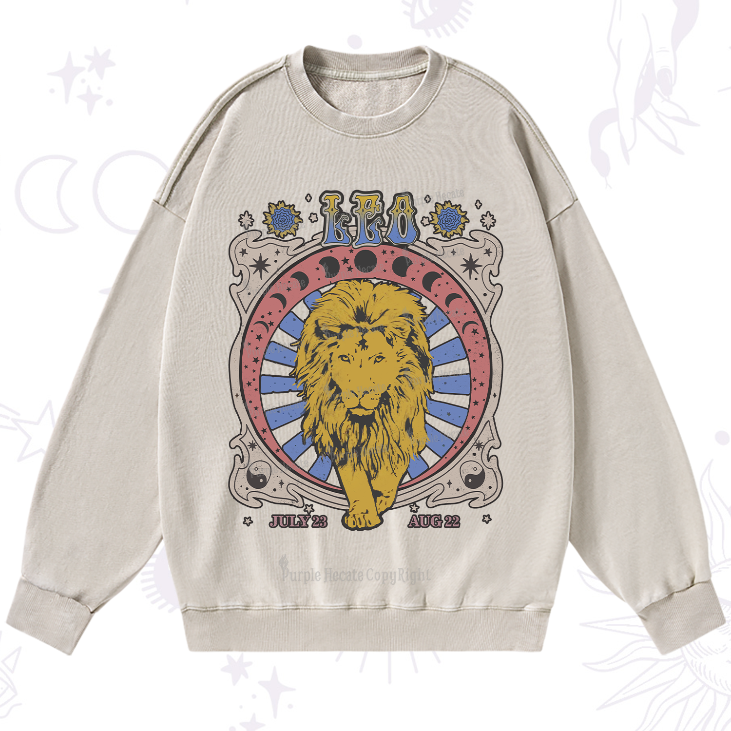 Purplehecate Leo Crew Zodiac Washed Sweatshirt