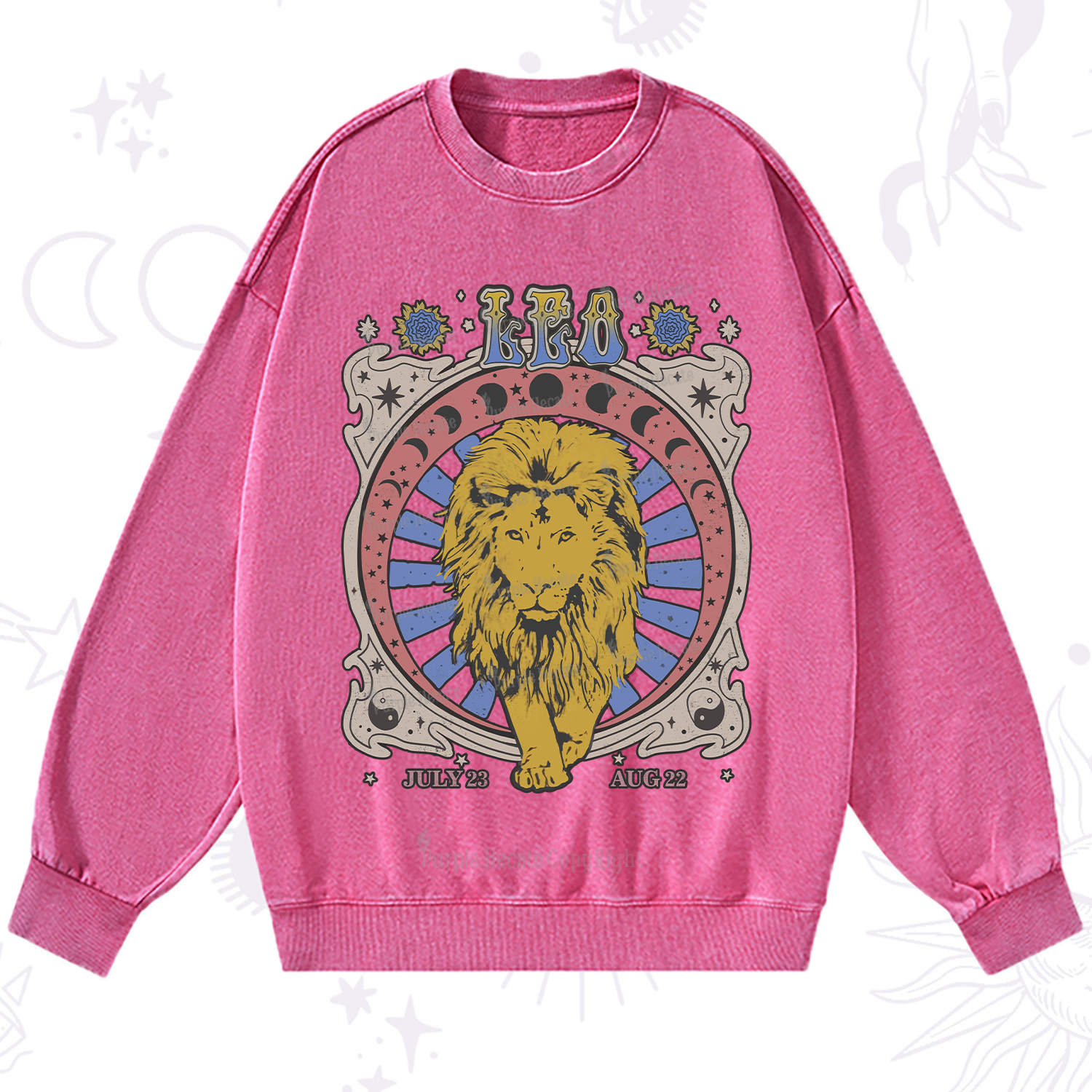 Purplehecate Leo Crew Zodiac Washed Sweatshirt