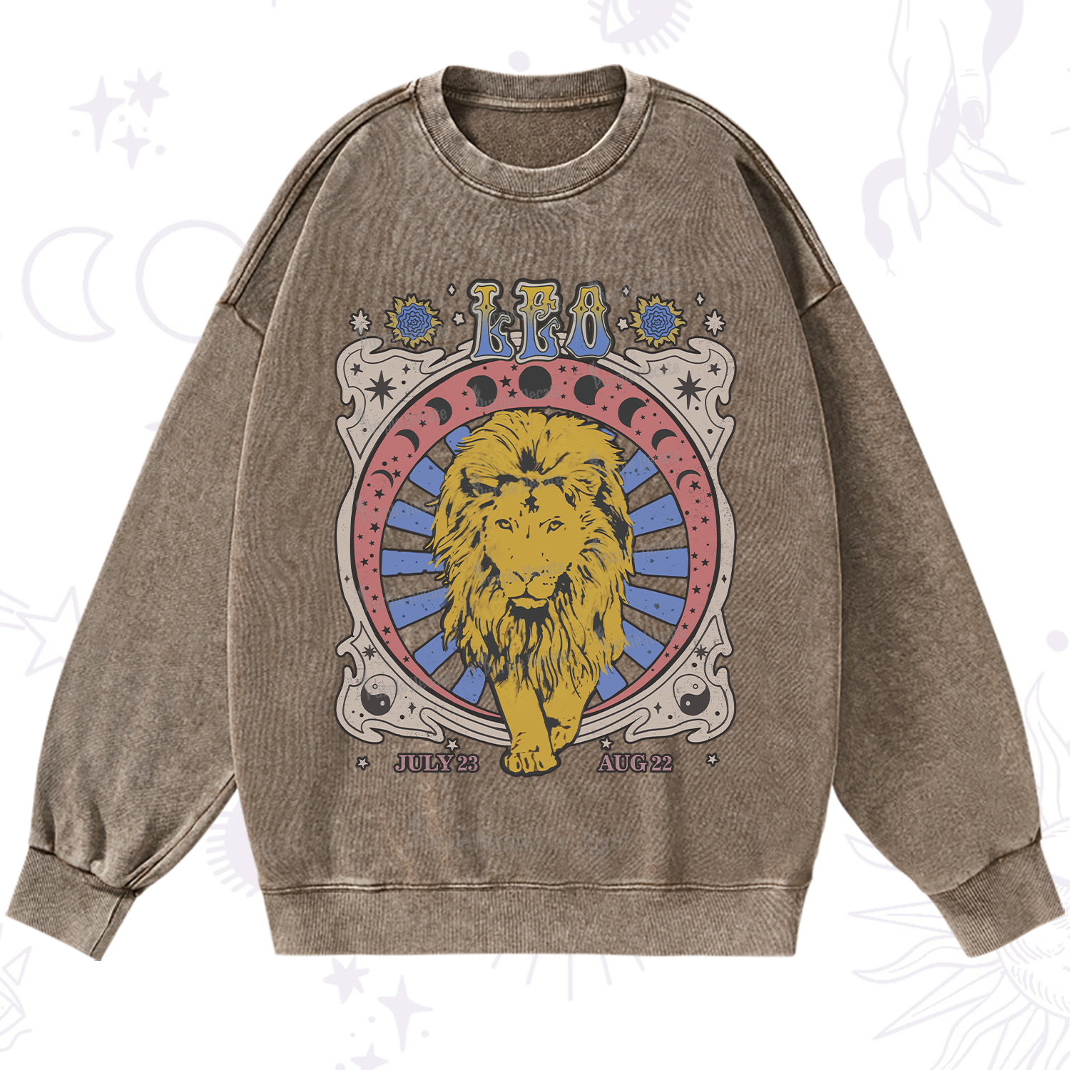 Purplehecate Leo Crew Zodiac Washed Sweatshirt