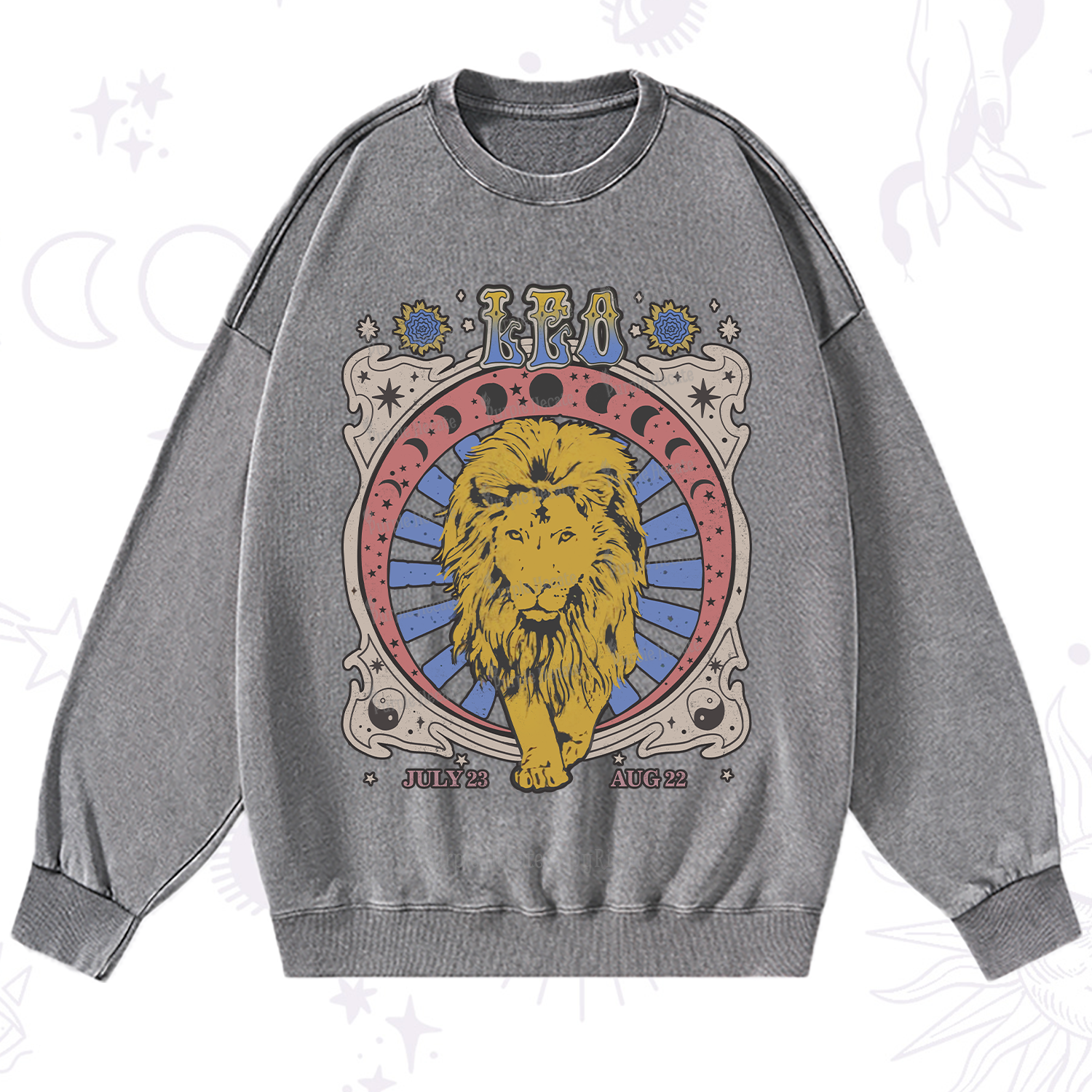 Purplehecate Leo Crew Zodiac Washed Sweatshirt