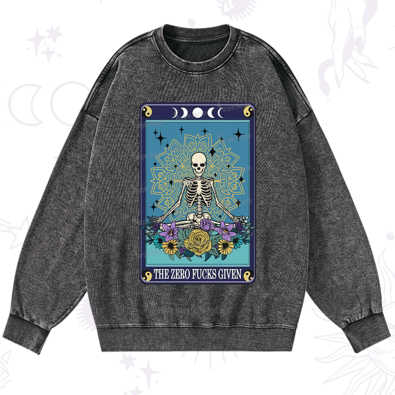 PurplehecateThe Zero Fucks Given Tarot Washed Sweatshirt