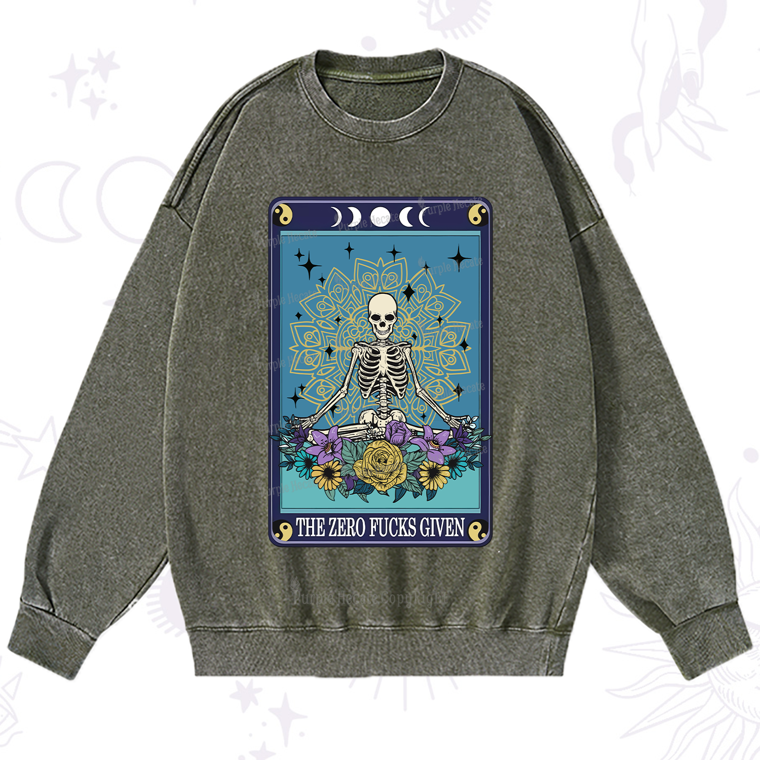 PurplehecateThe Zero Fucks Given Tarot Washed Sweatshirt