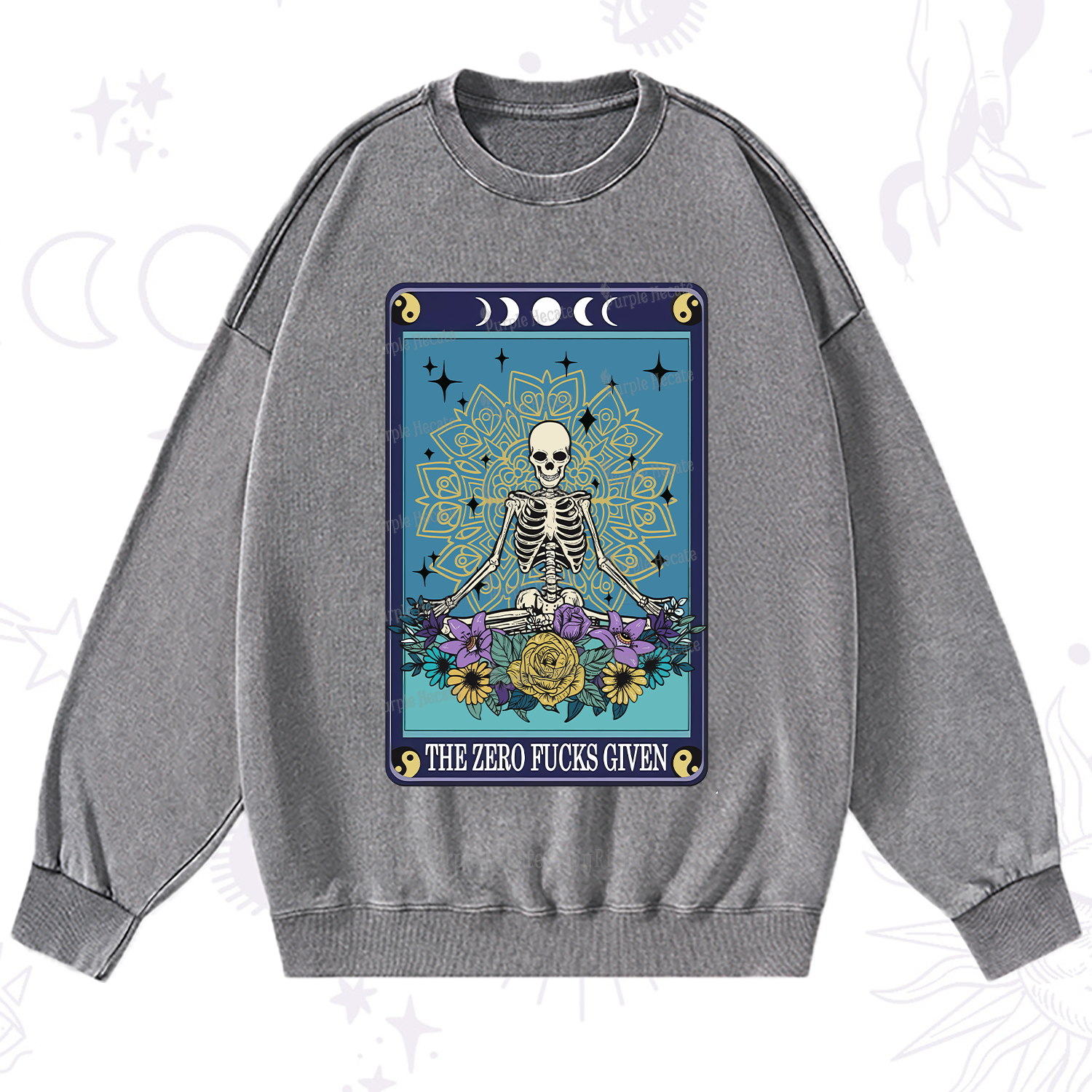 PurplehecateThe Zero Fucks Given Tarot Washed Sweatshirt