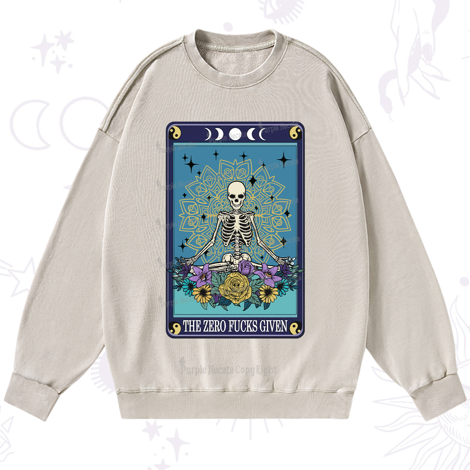 PurplehecateThe Zero Fucks Given Tarot Washed Sweatshirt