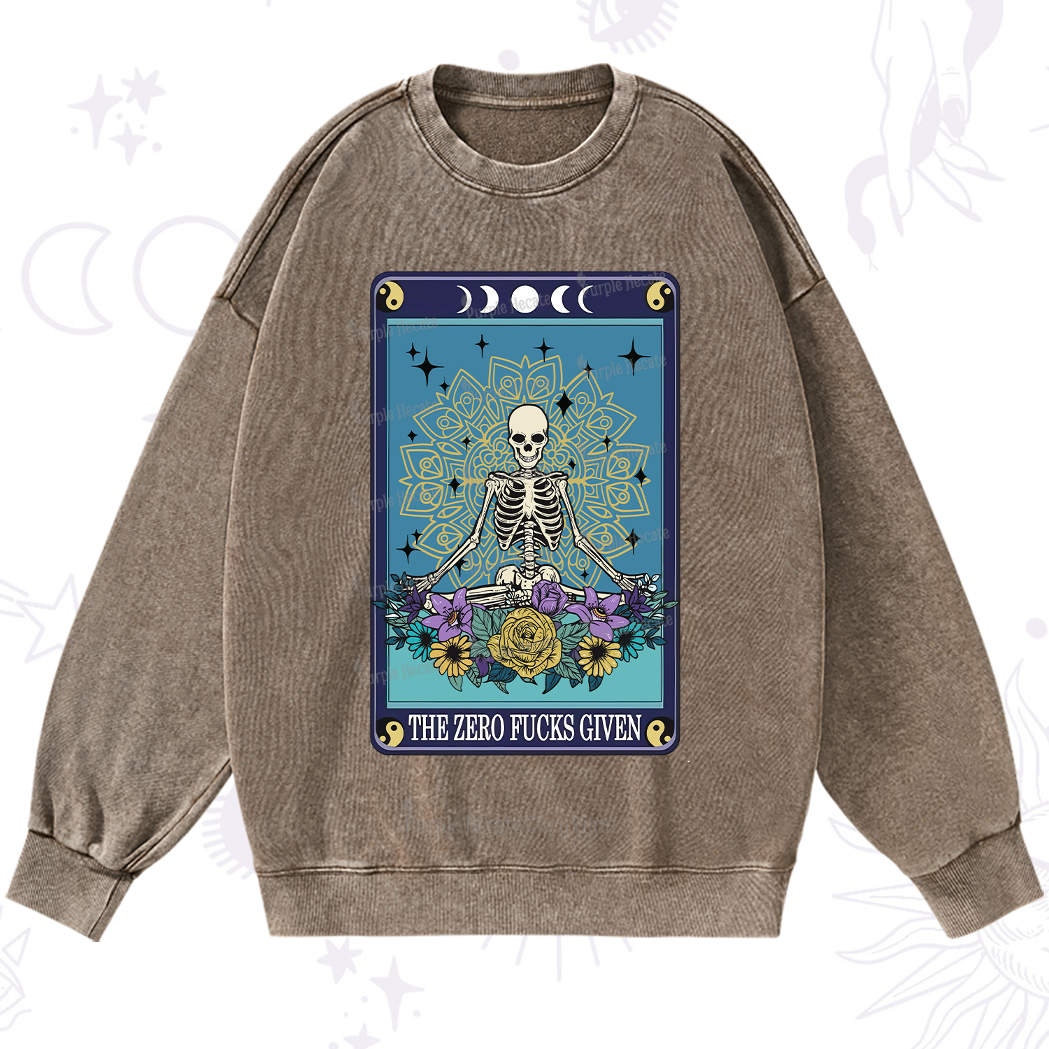 PurplehecateThe Zero Fucks Given Tarot Washed Sweatshirt