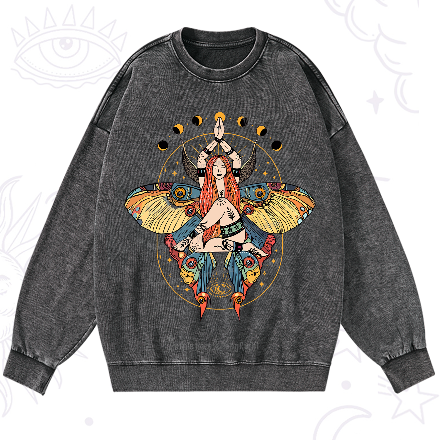 Purplehecate Luna Moth Washed Sweatshirt
