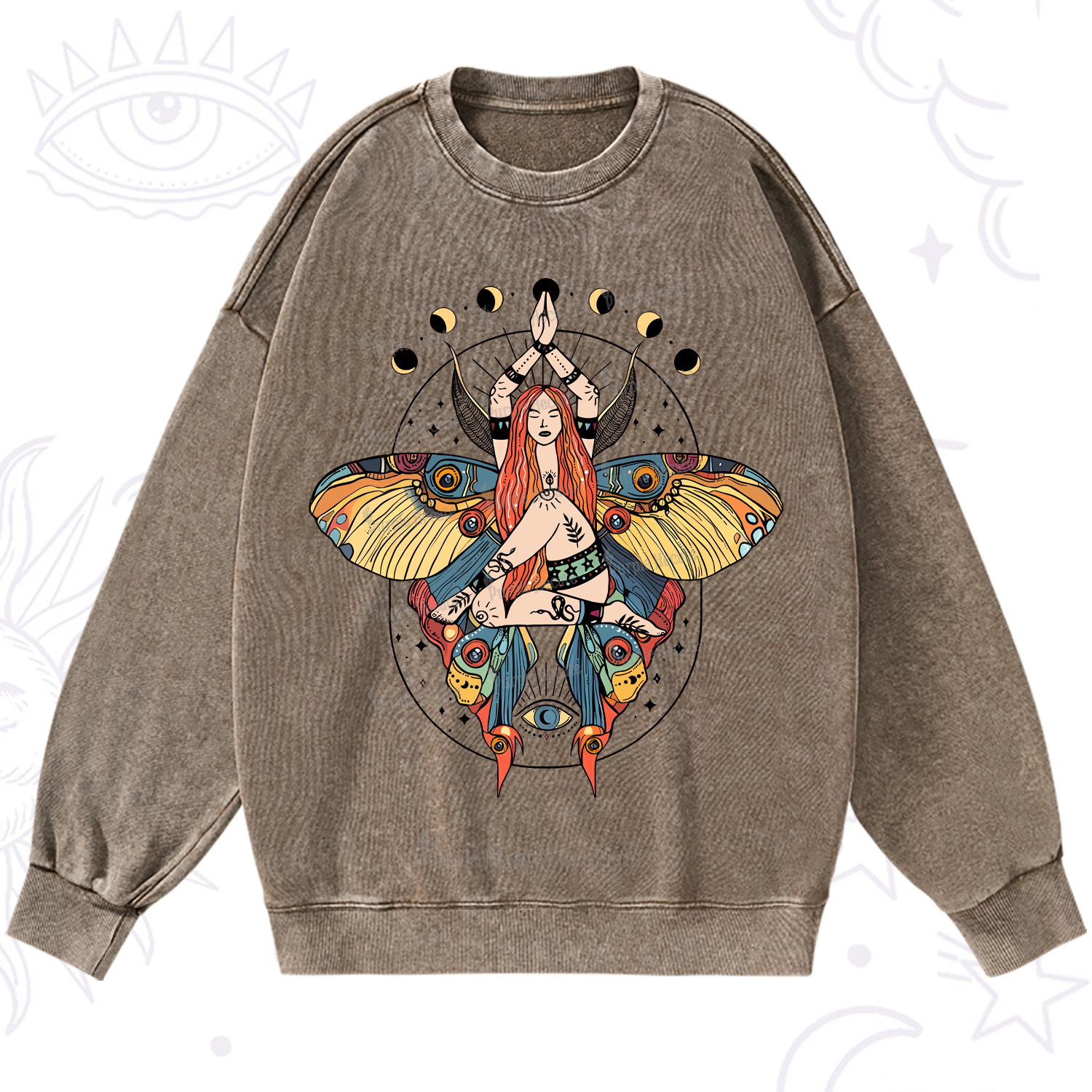 Purplehecate Luna Moth Washed Sweatshirt