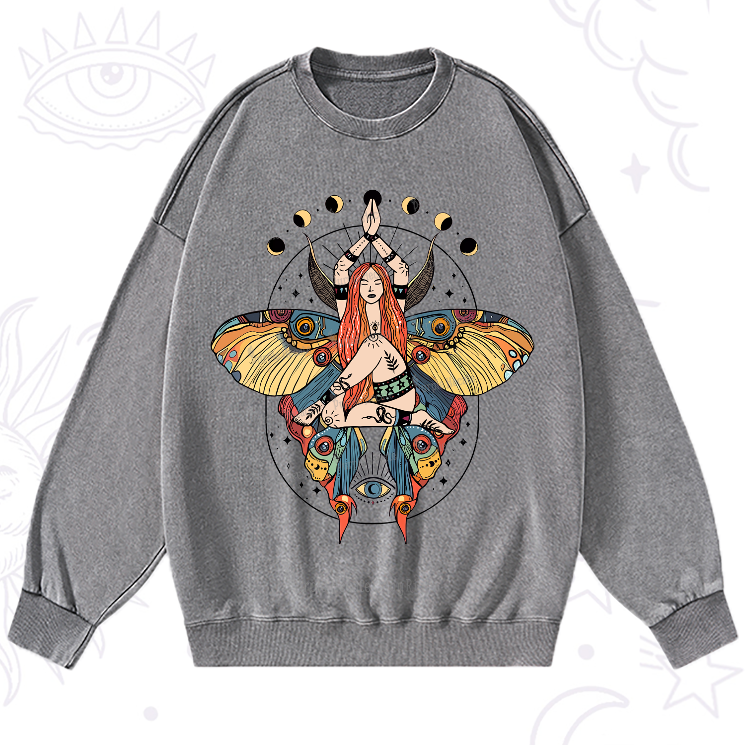 Purplehecate Luna Moth Washed Sweatshirt
