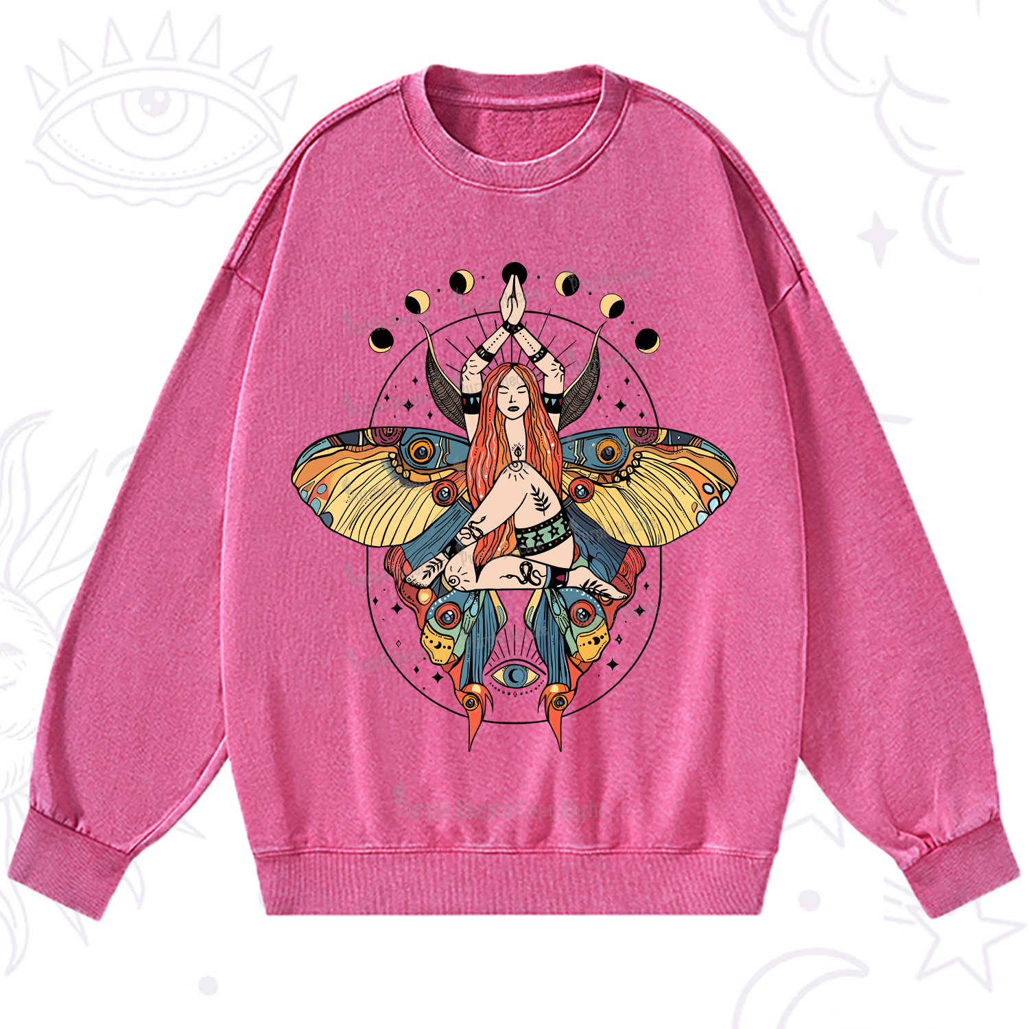 Purplehecate Luna Moth Washed Sweatshirt