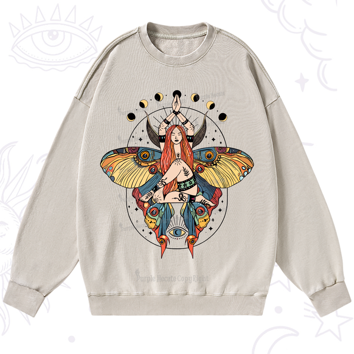 Purplehecate Luna Moth Washed Sweatshirt