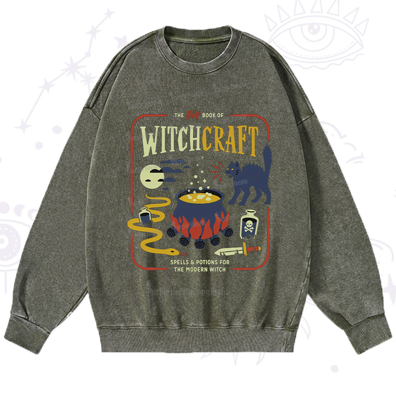 Purplehecate Book Of Witchcraft Washed Sweatshirt