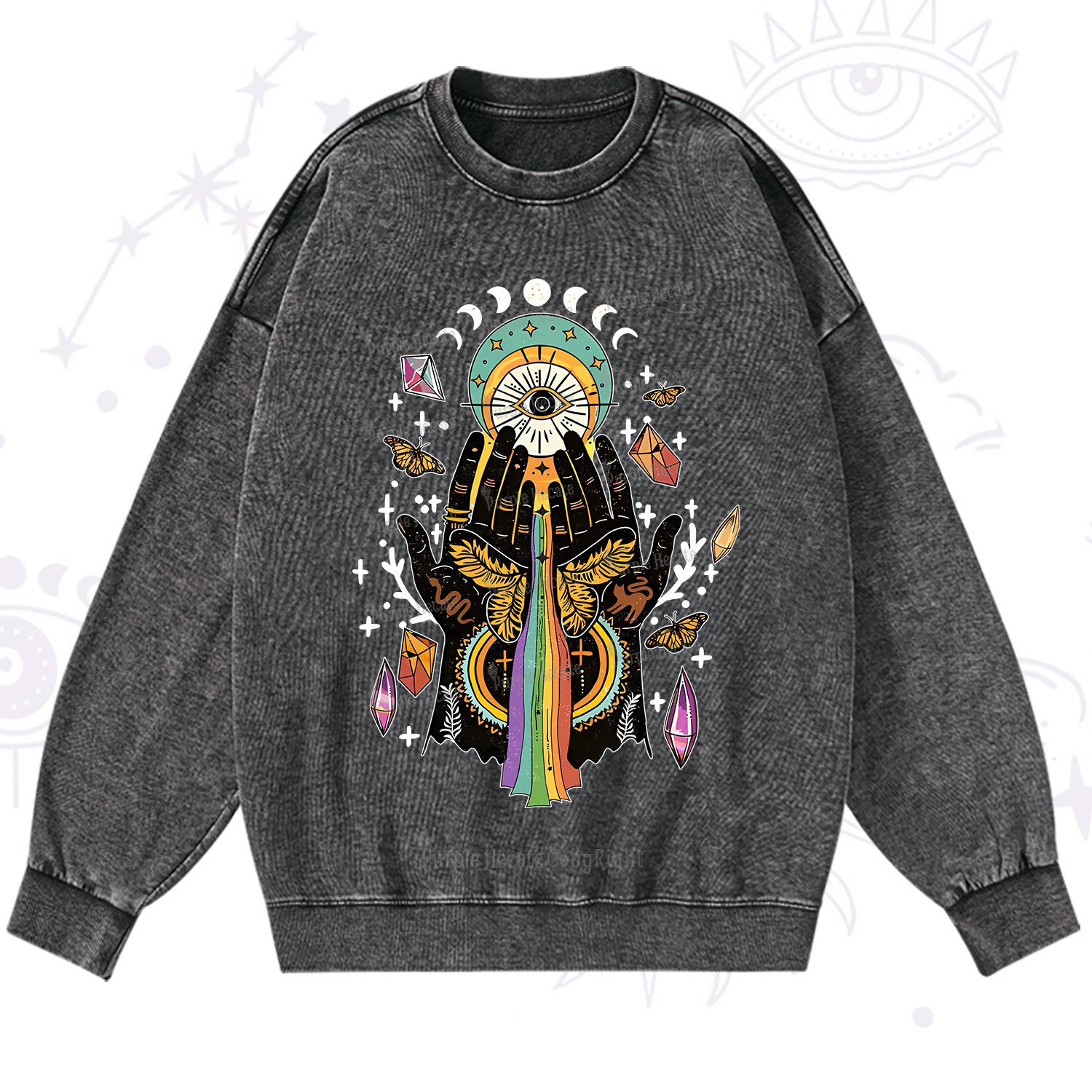 Purplehecate Mystical Witchy Hands Washed Sweatshirt