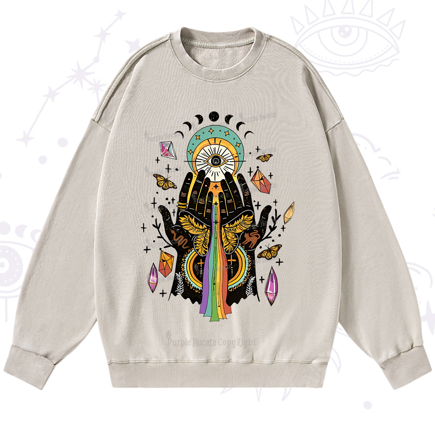 Purplehecate Mystical Witchy Hands Washed Sweatshirt