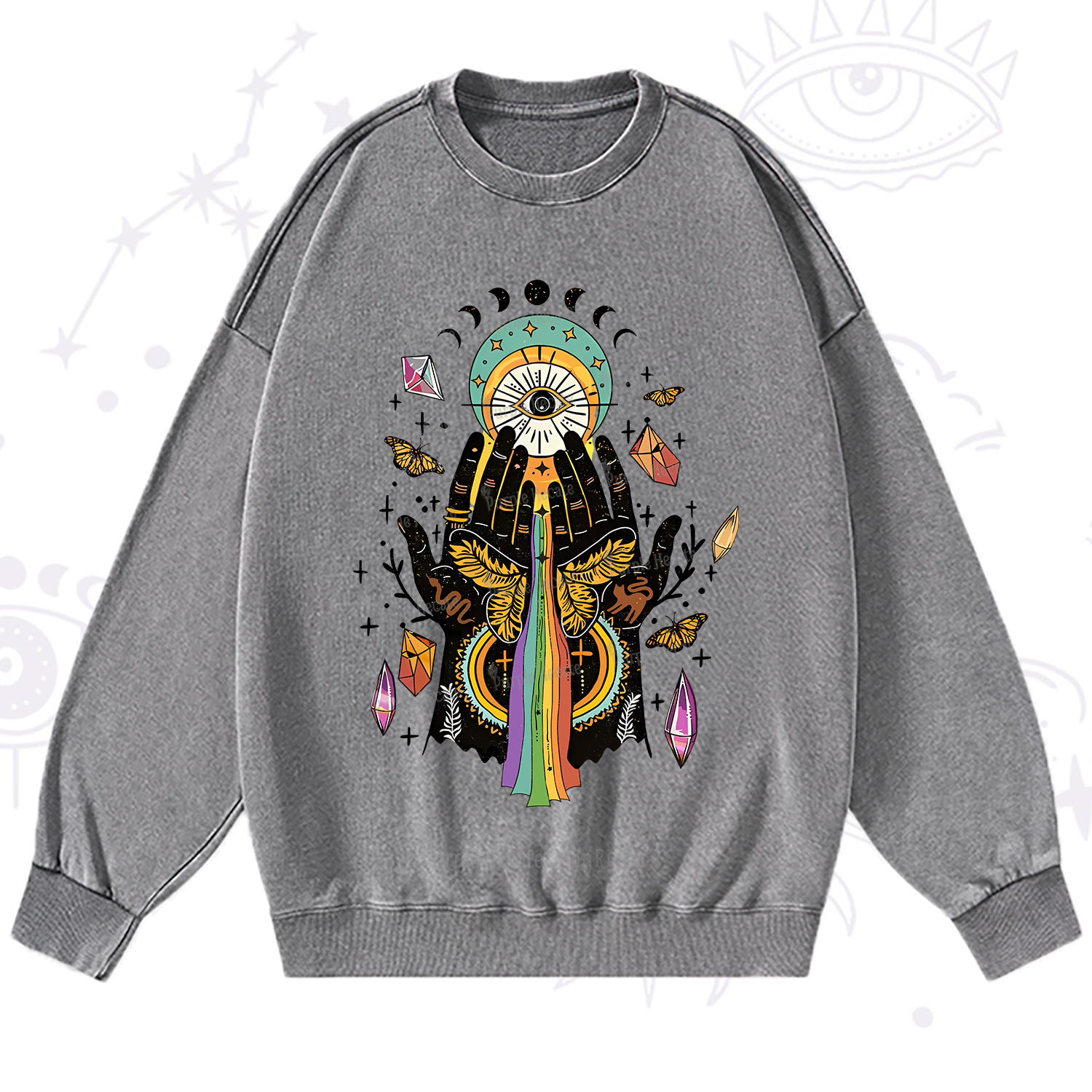 Purplehecate Mystical Witchy Hands Washed Sweatshirt