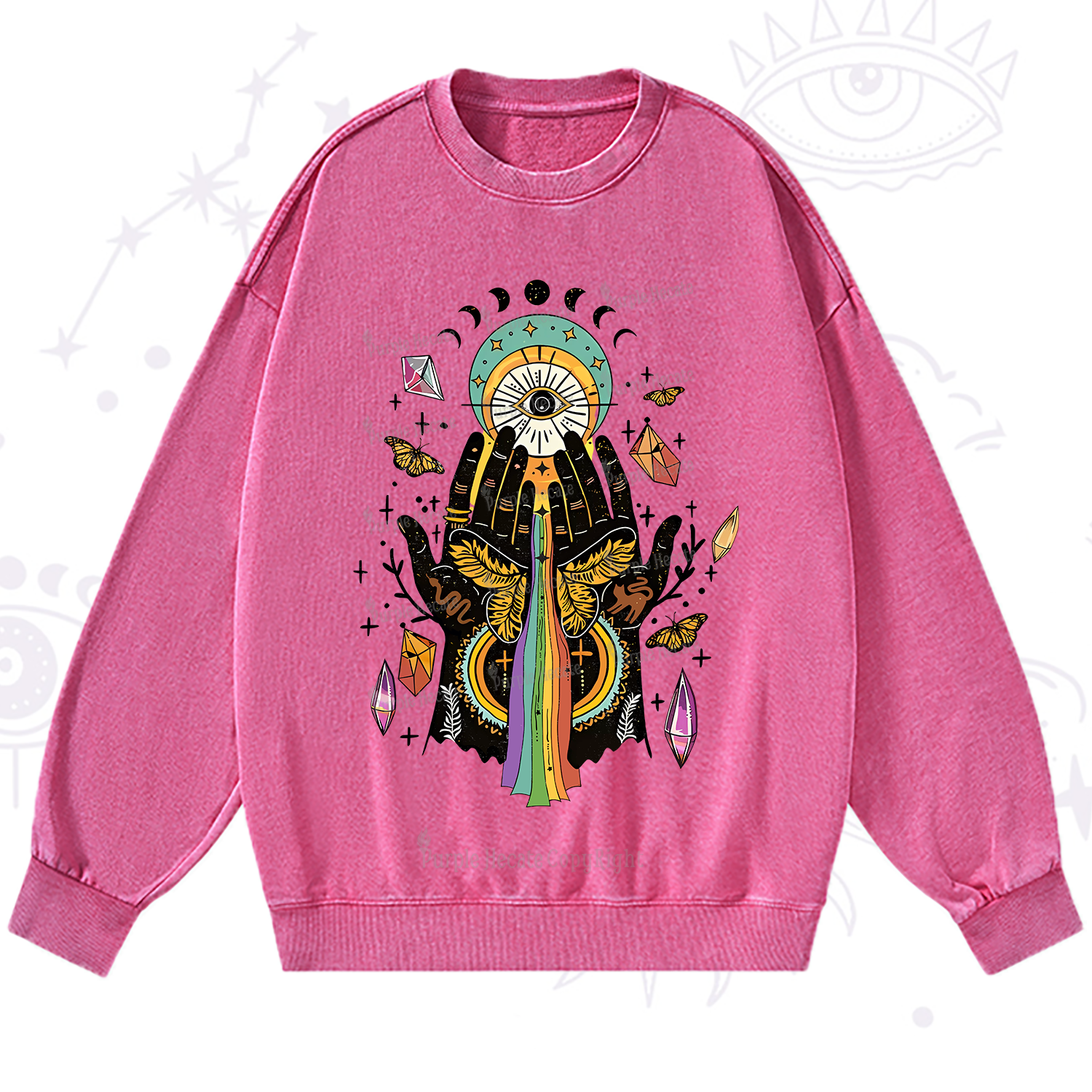Purplehecate Mystical Witchy Hands Washed Sweatshirt
