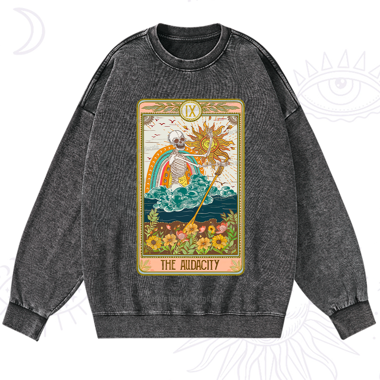 Purplehecate The Audacity Tarot Card Washed Sweatshirt