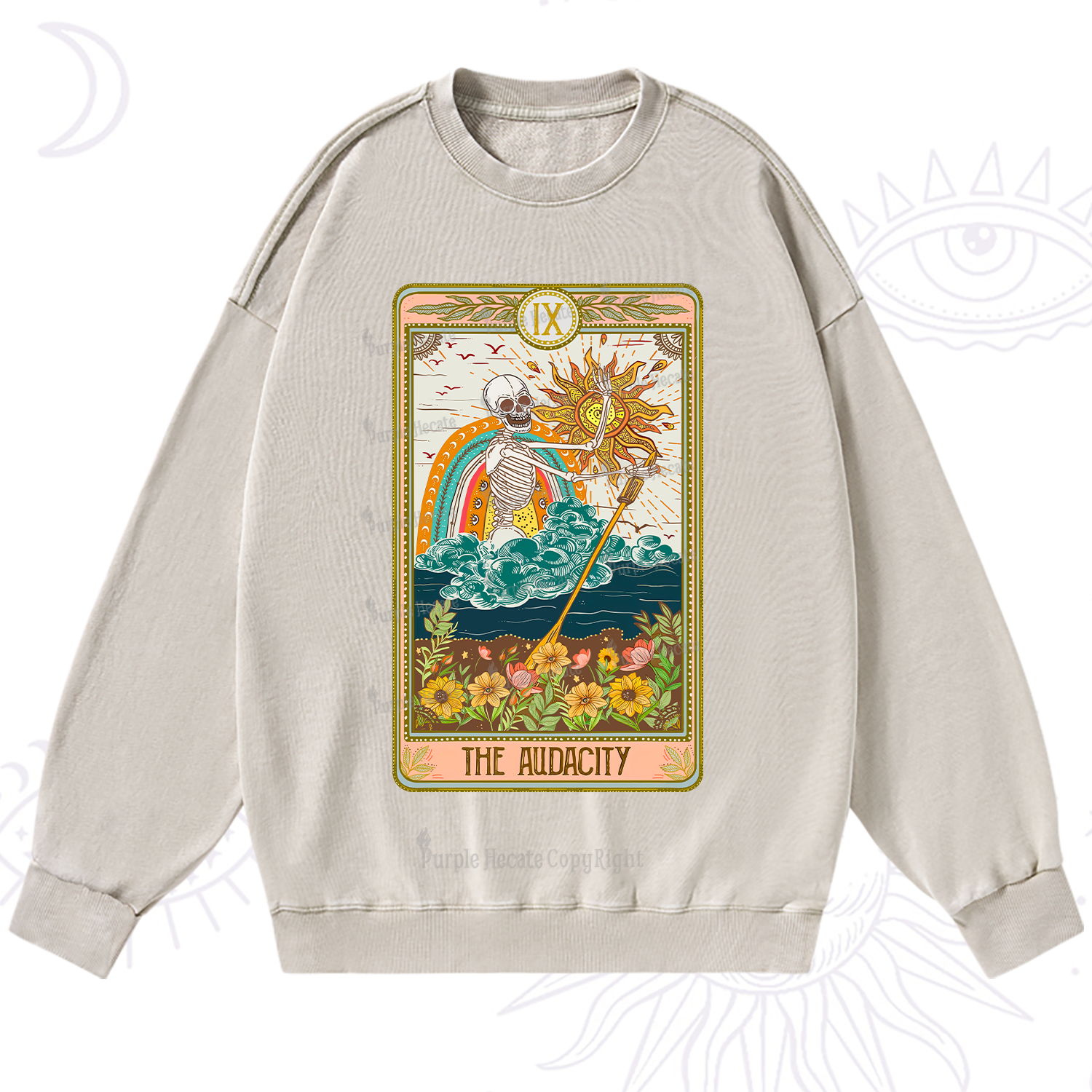 Purplehecate The Audacity Tarot Card Washed Sweatshirt