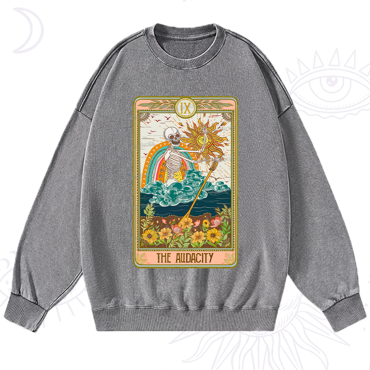 Purplehecate The Audacity Tarot Card Washed Sweatshirt