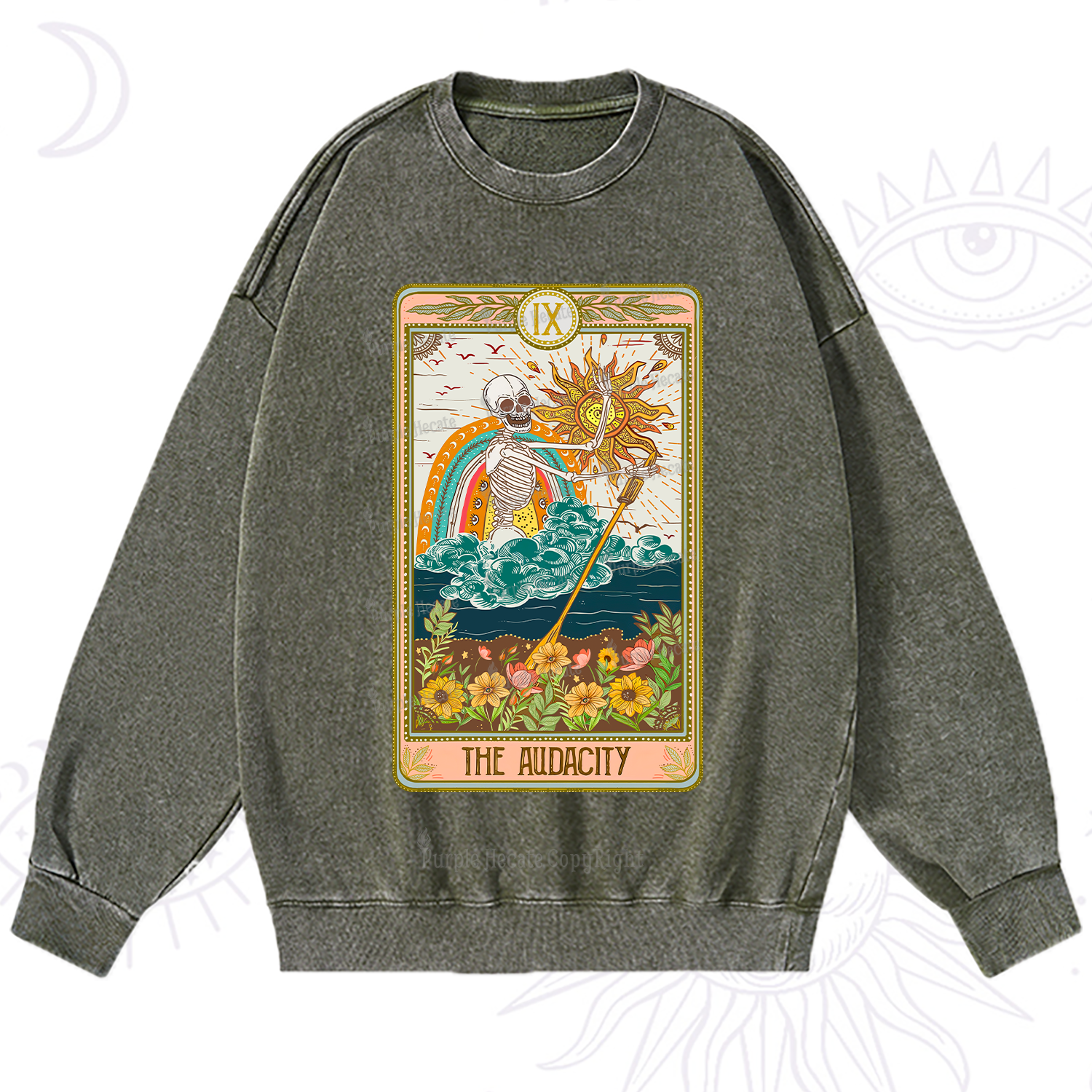 Purplehecate The Audacity Tarot Card Washed Sweatshirt