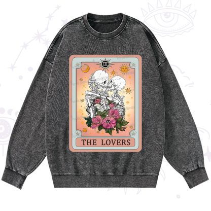 Purplehecate The Lovers Tarot Card Washed Sweatshirt
