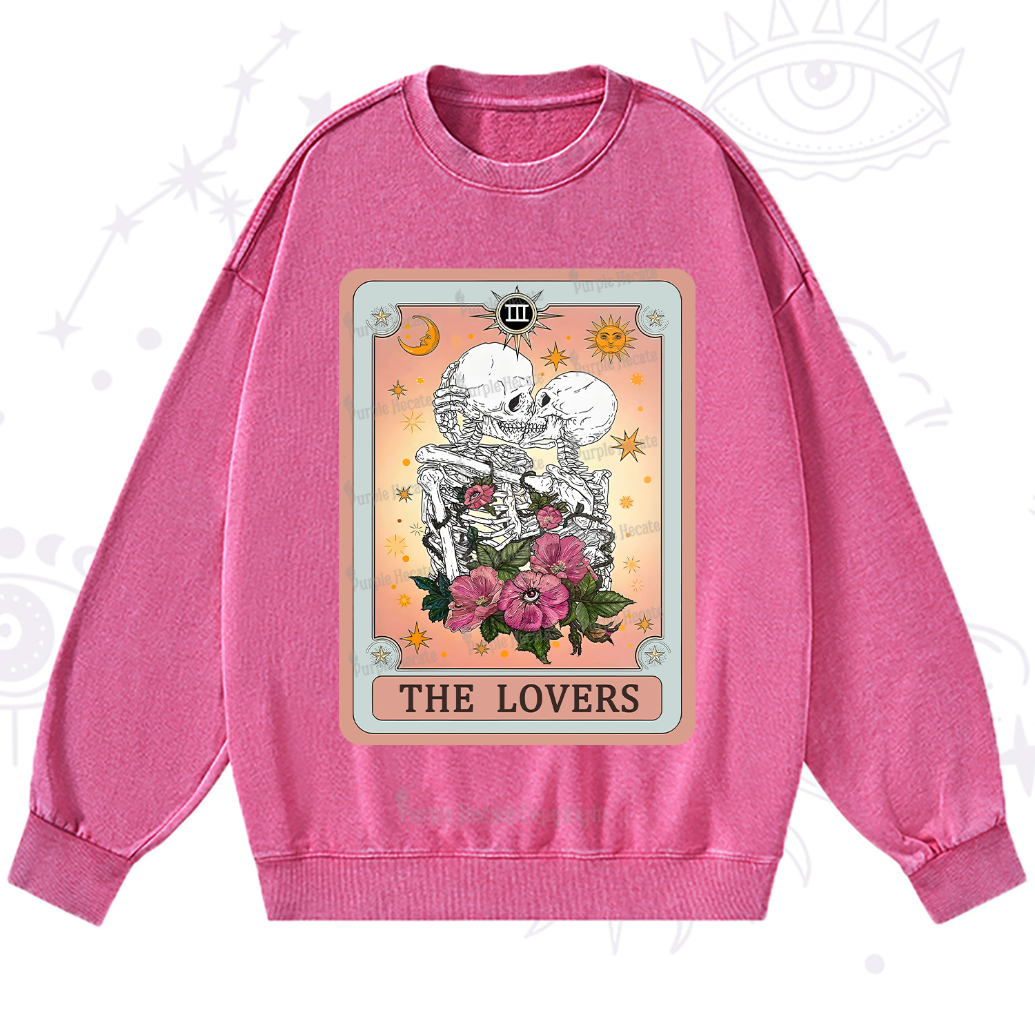 Purplehecate The Lovers Tarot Card Washed Sweatshirt