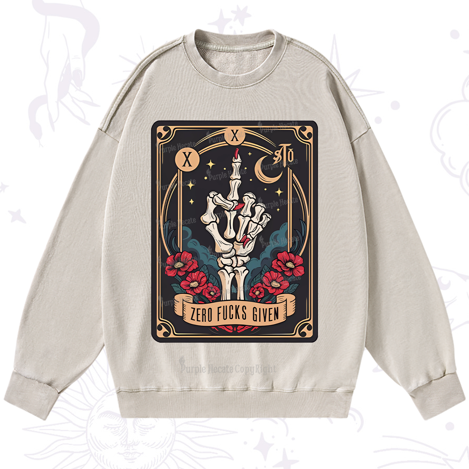 Purplehecate The Zero Fucks Given Washed Sweatshirt