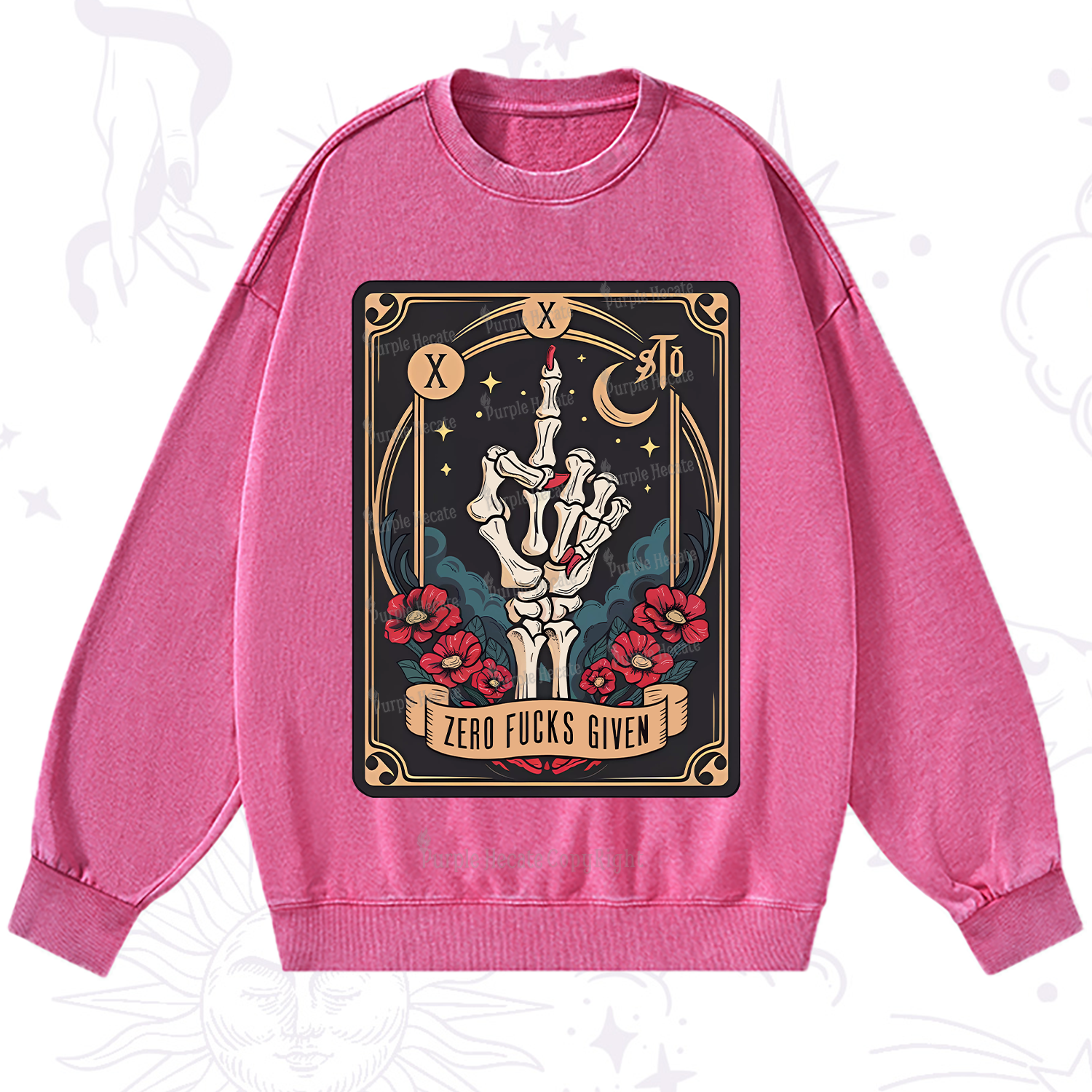 Purplehecate The Zero Fucks Given Washed Sweatshirt