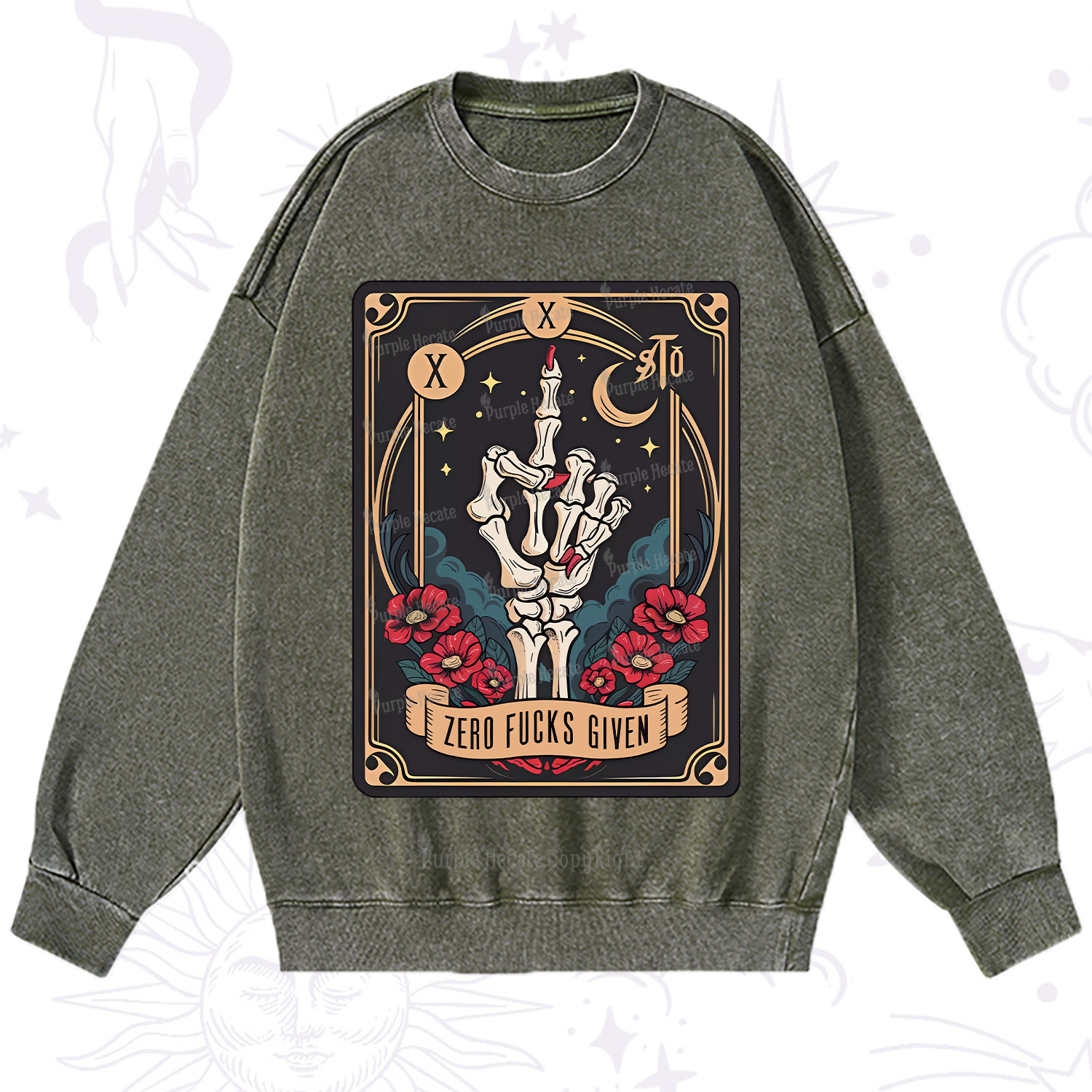 Purplehecate The Zero Fucks Given Washed Sweatshirt