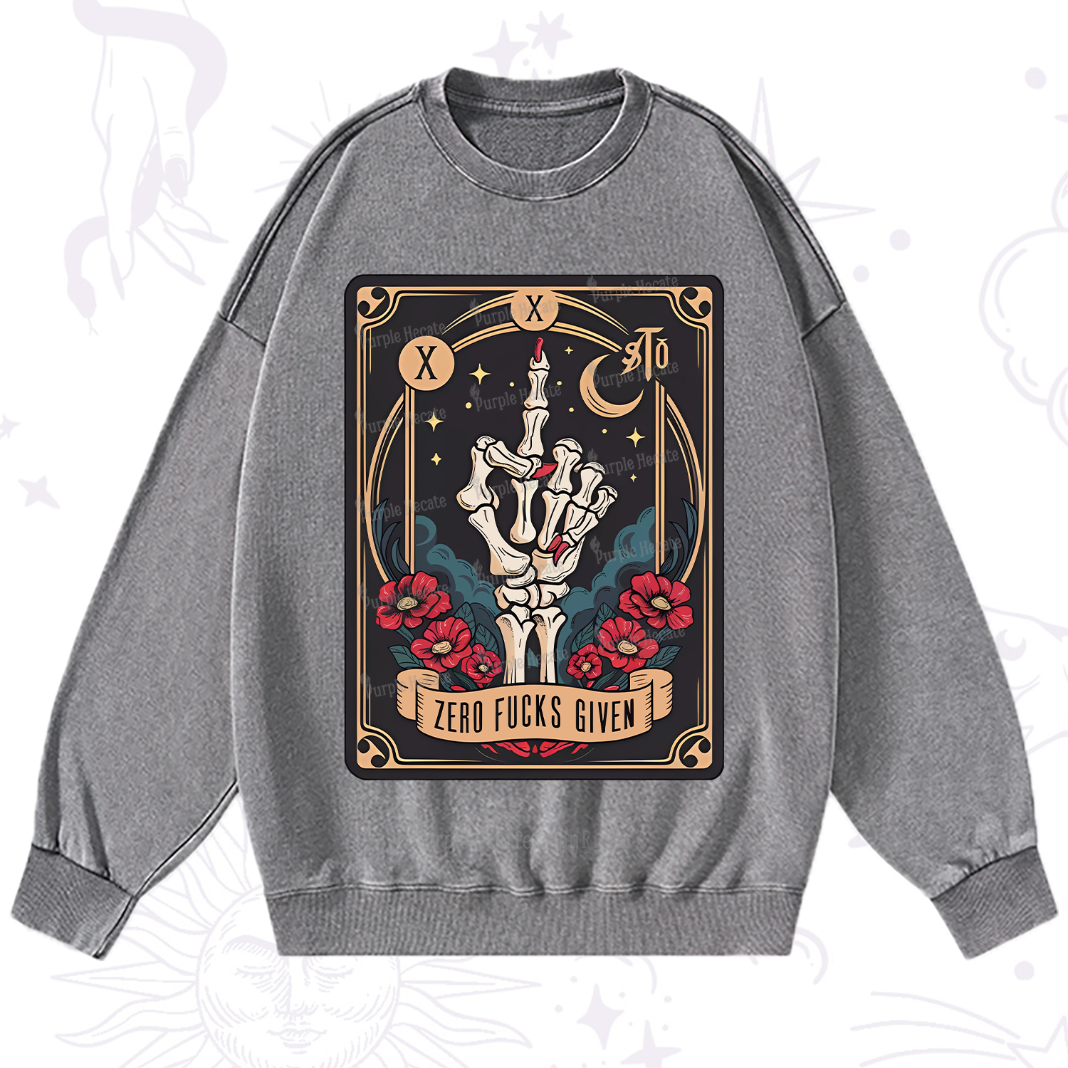 Purplehecate The Zero Fucks Given Washed Sweatshirt