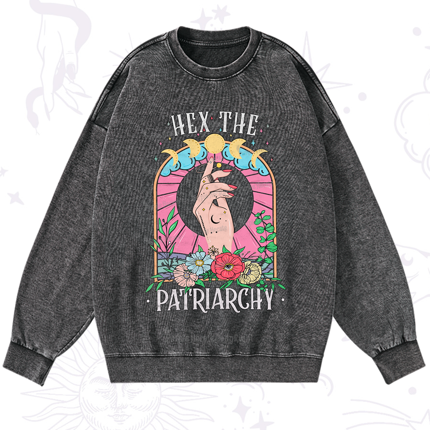 Purplehecate Hex The Patriarchy Washed Sweatshirt