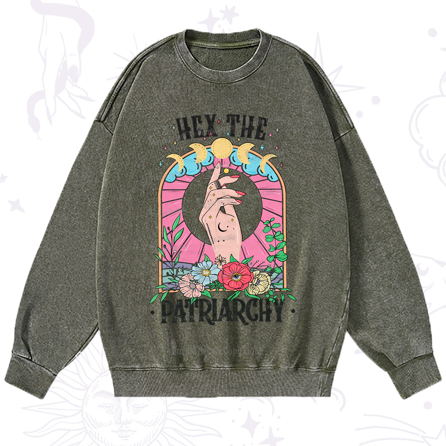 Purplehecate Hex The Patriarchy Washed Sweatshirt